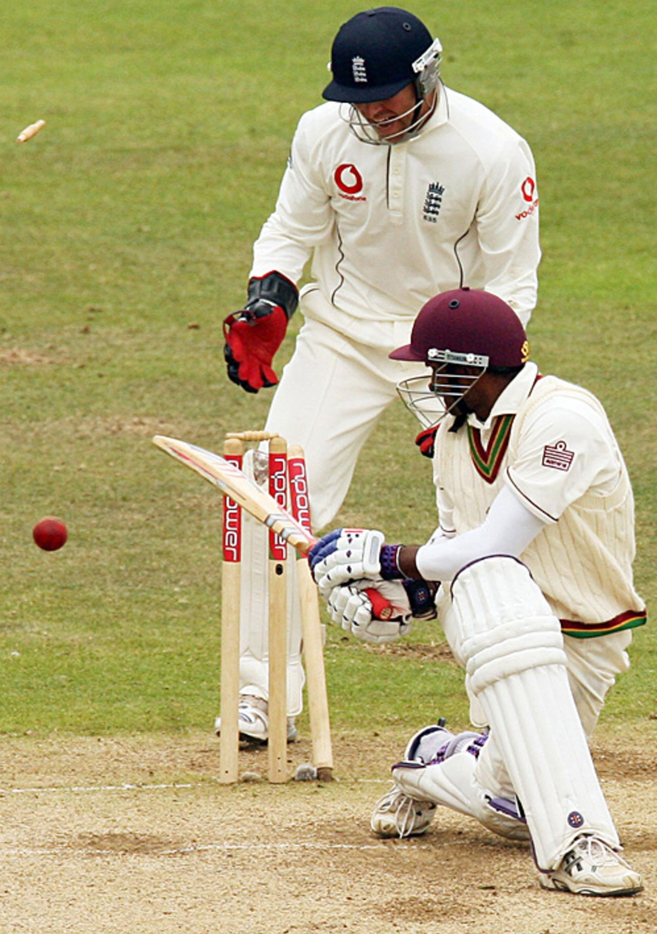 Shivnarine Chanderpaul is bowled by Monty Panesar, England v West Indies, 4th Test, Chester-le-Street, June 19, 2007