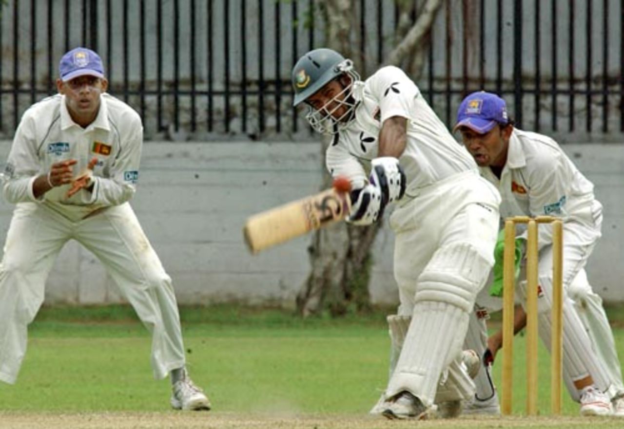 Rajin Saleh lofts one to mid-wicket , Sri Lanka A v Bangladesh, Colombo, June 20, 2007
