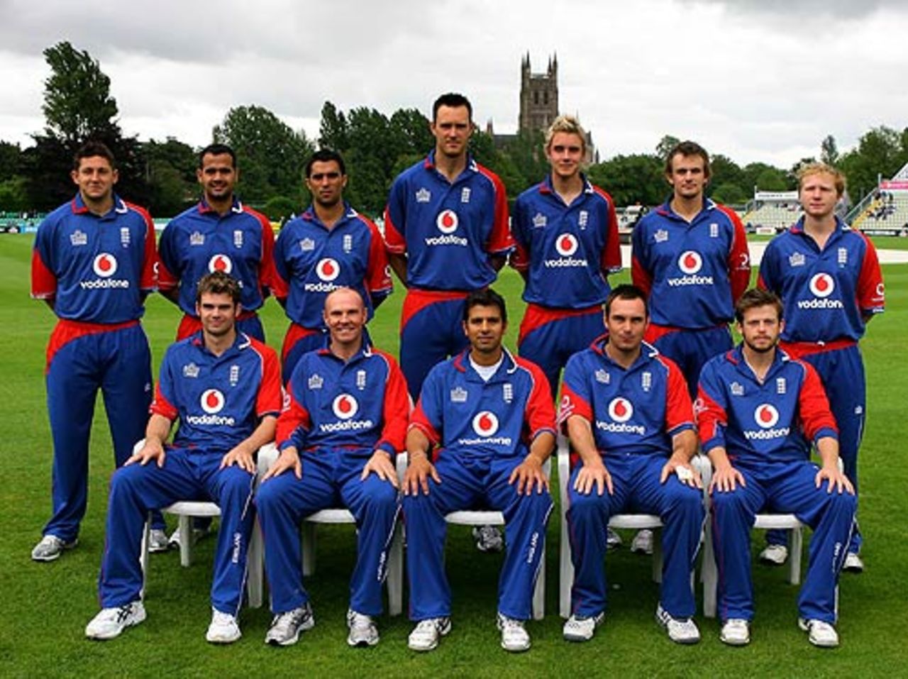 The England Lions squad lines up at Worcester, England Lions v West Indians, New Road, June 21, 2007