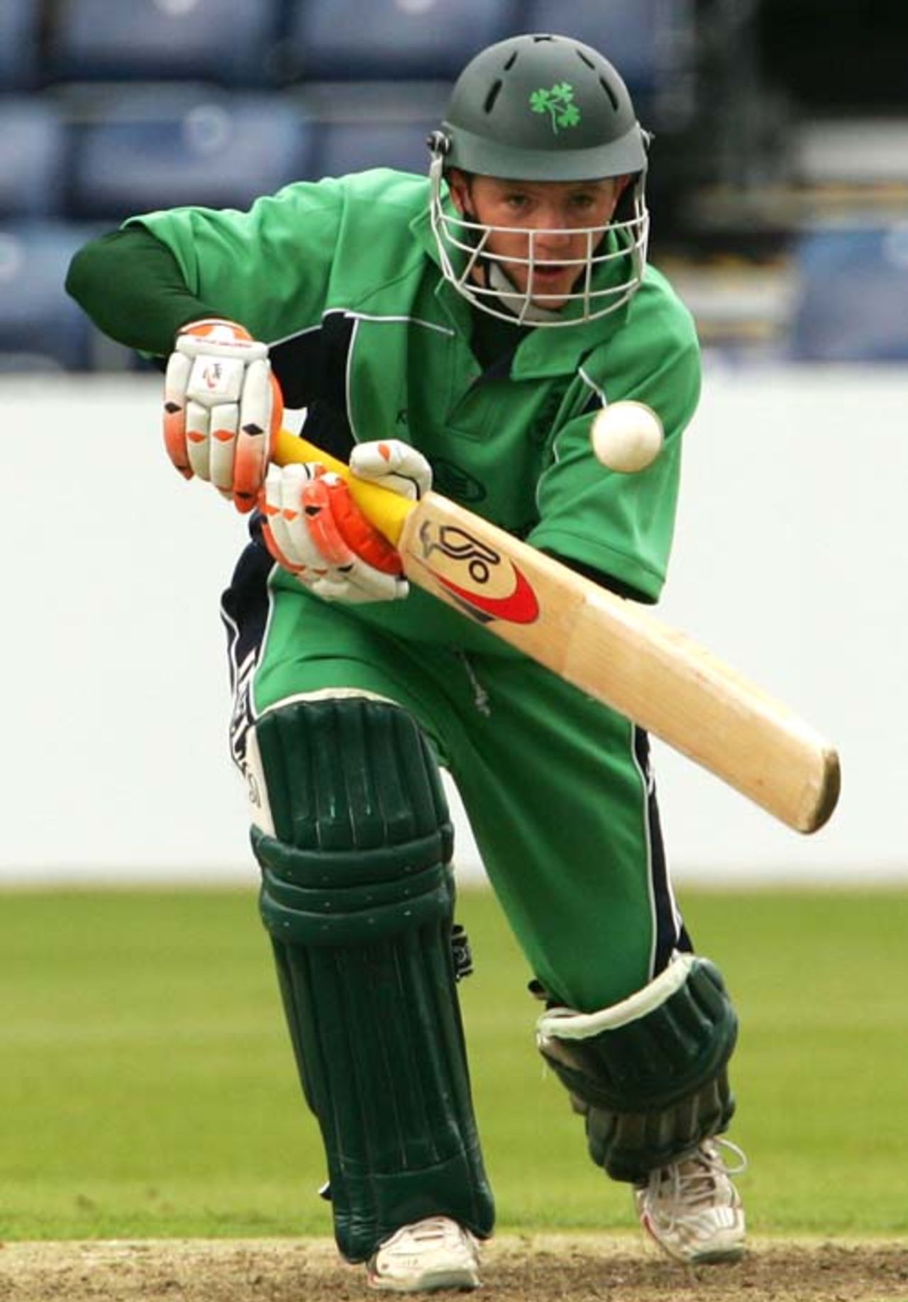 Niall O'Brien of Ireland nudges a delivery to the cover region, Ireland v India, Belfast, One-off ODI, June 23, 2007