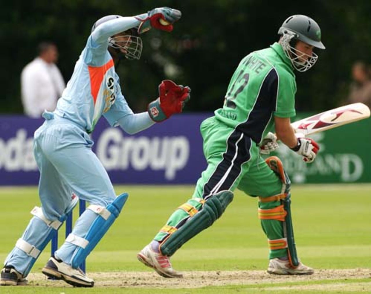 Dinesh Karthik completes the catch to dismiss Andrew White, Ireland v India, Belfast, One-off ODI, June 23, 2007
