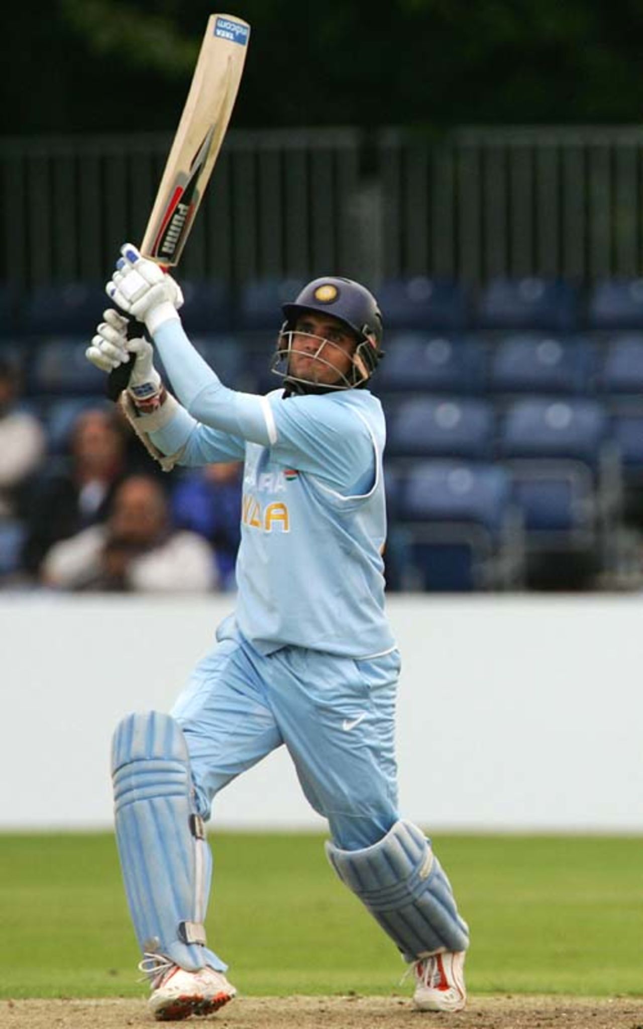 Sourav Ganguly launches into a lofted shot, Ireland v India, one-off ODI, Belfast, June 23, 2007