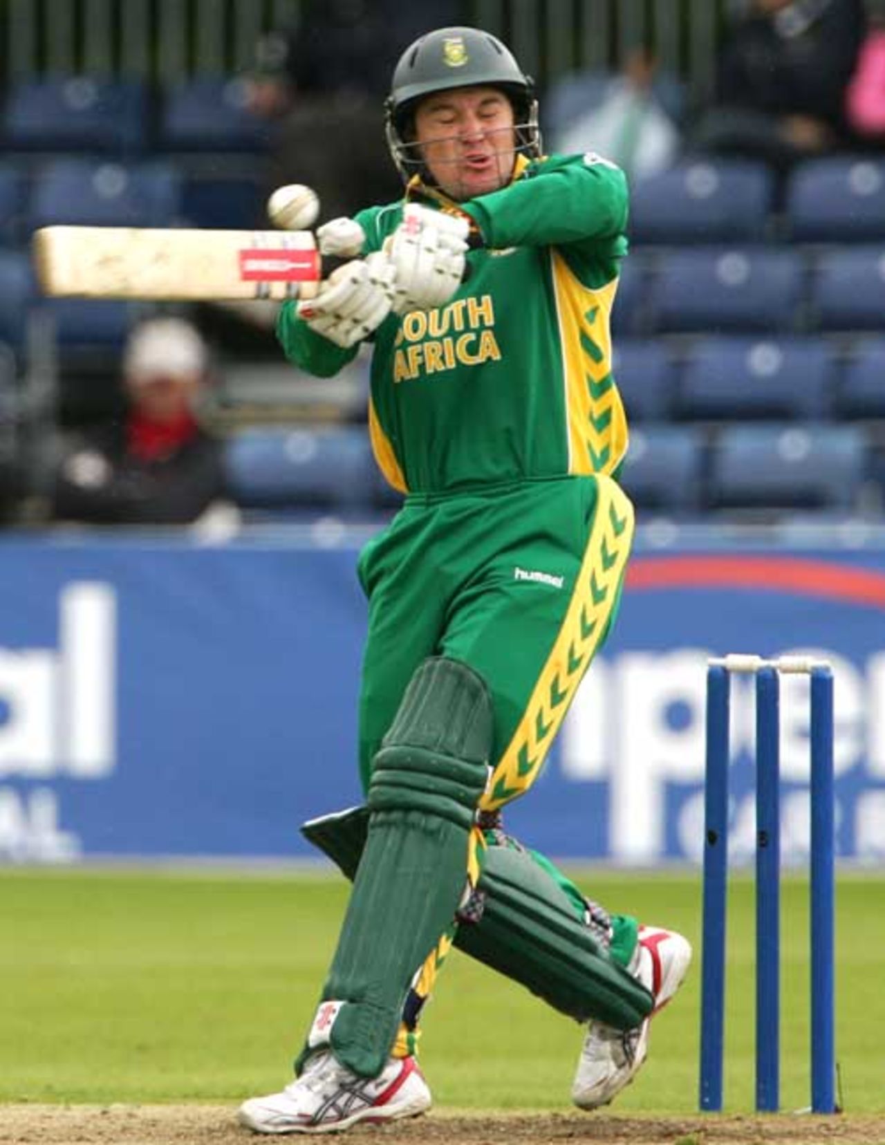 Morne van Wyk of South Africa mistimes a pull shot during his innings of 52, Ireland v South Africa, Belfast, One-off ODI, June 24, 2007