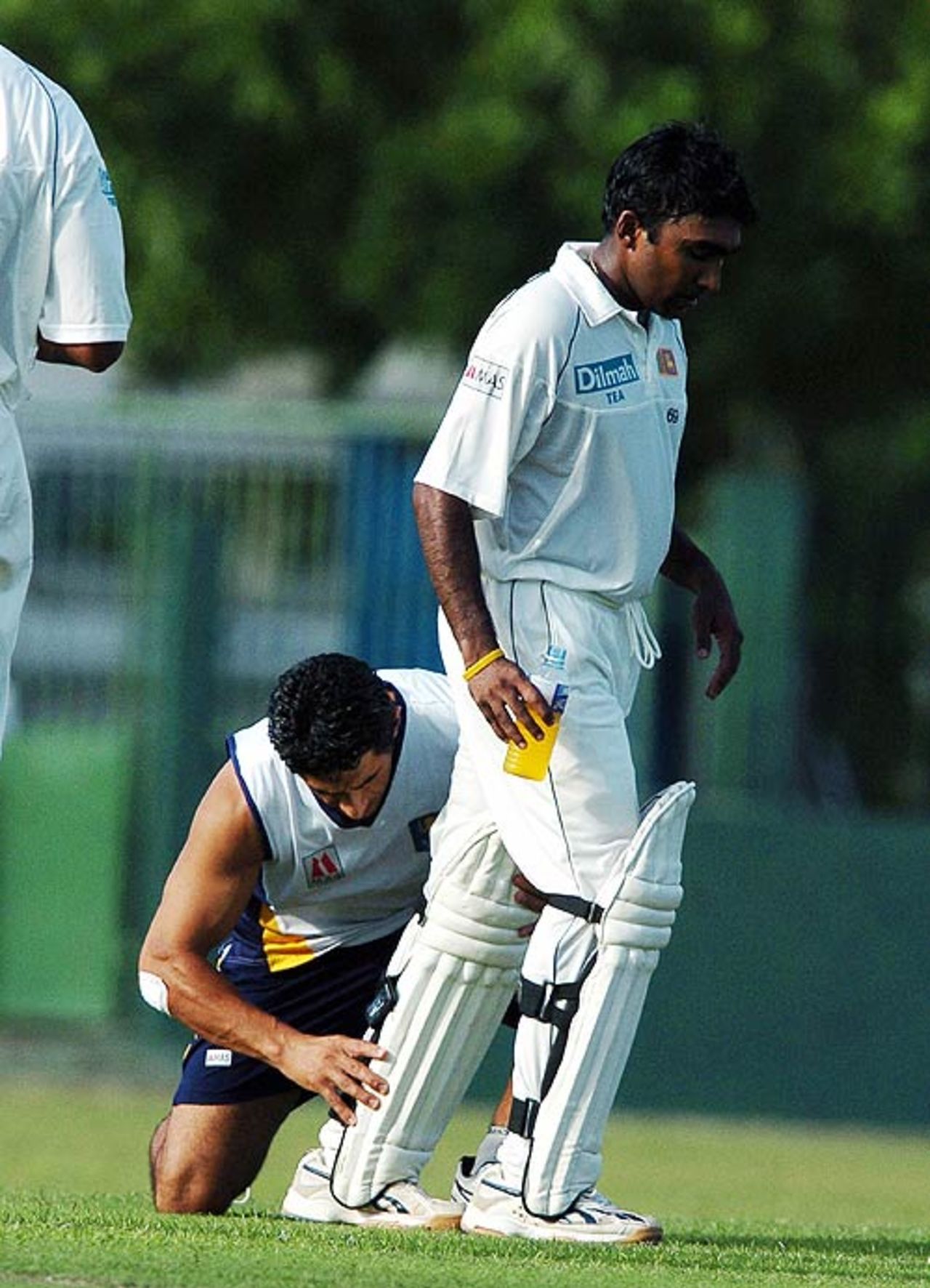 Tommy Simsek, the physio, attends to Mahela Jayawardene, 1st Test, Colombo, 1st day, June 25, 2007