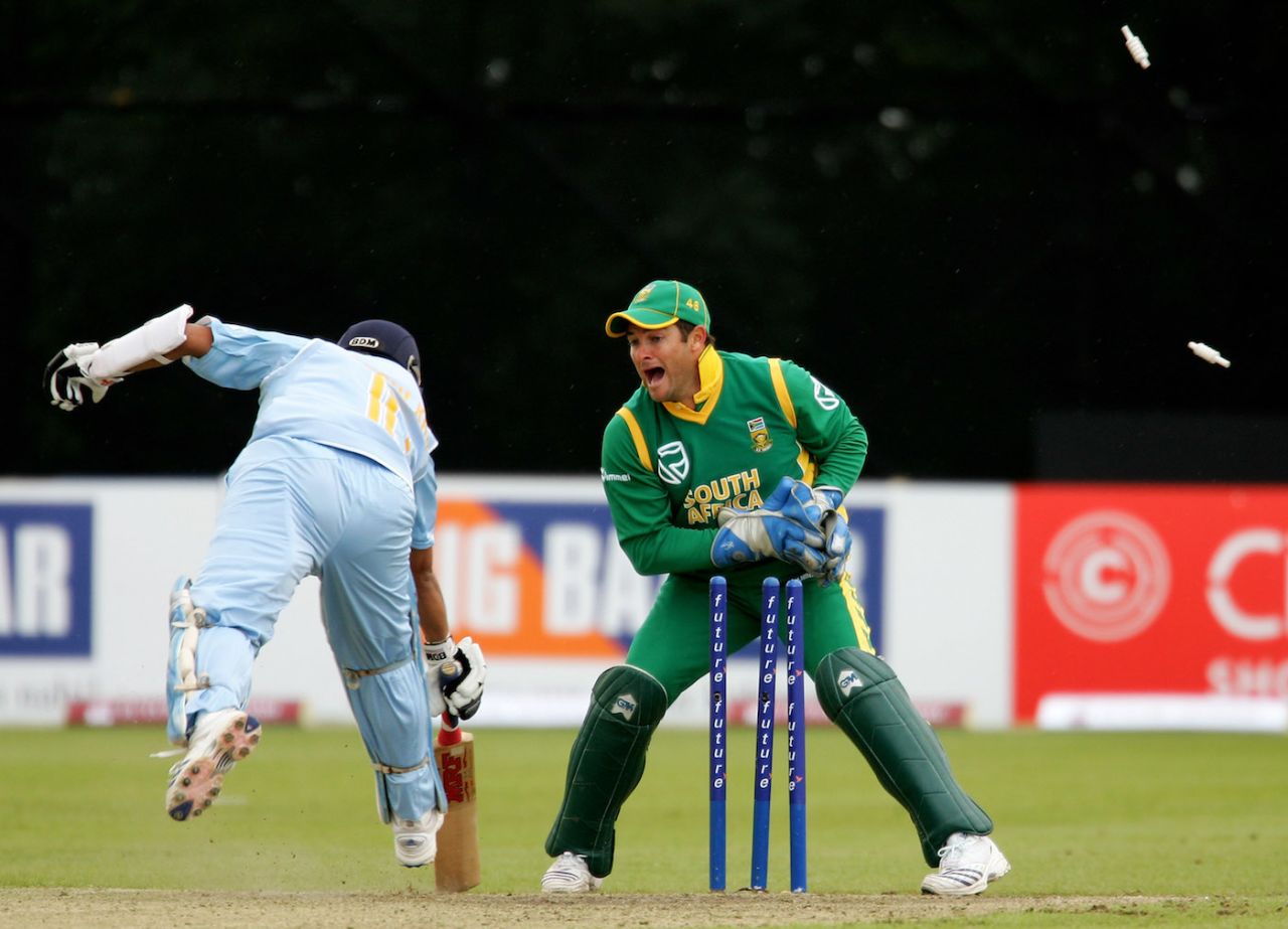 Sachin Tendulkar is run out for 99, India v South Africa, Stormont Cricket Grounds, Belfast, Ireland, June 26, 2007