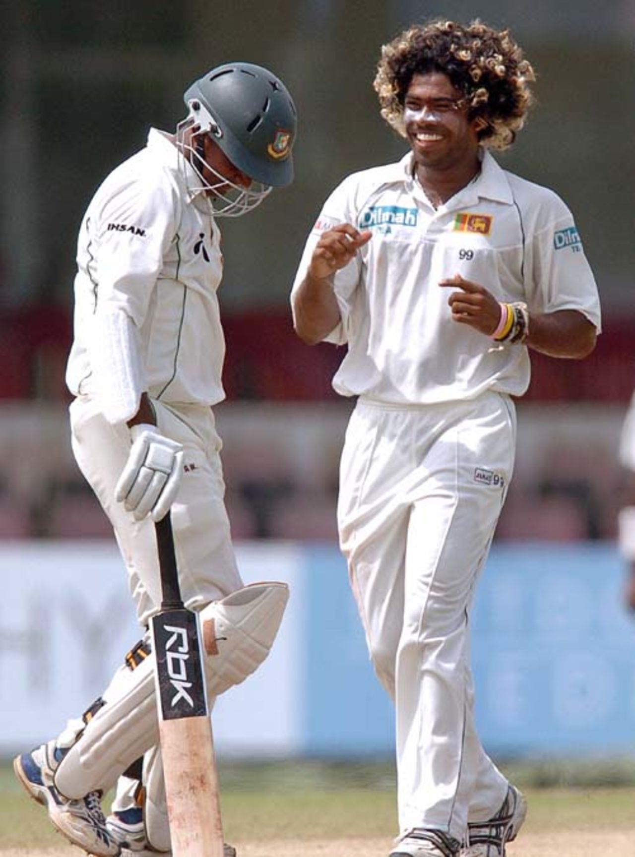 Lasith Malinga is all smiles after getting Mohammad Rafique's wicket, Sri Lanka v Bangladesh, 1st Test, Colombo, 4th day, June 28, 2007
