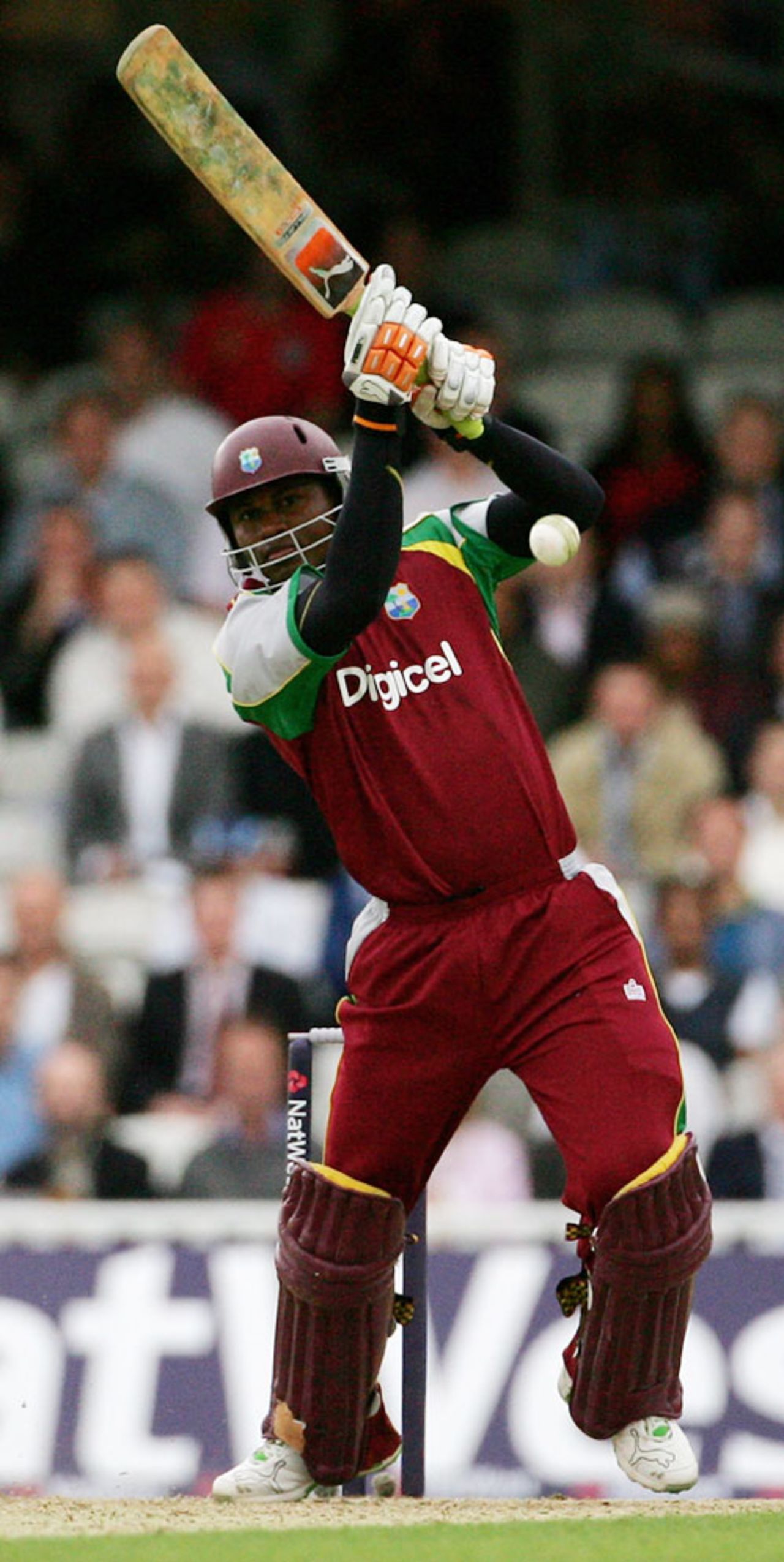 Marlon Samuels thumps one off the back foot, England v West Indies, Twenty20, The Oval, June 28, 2007