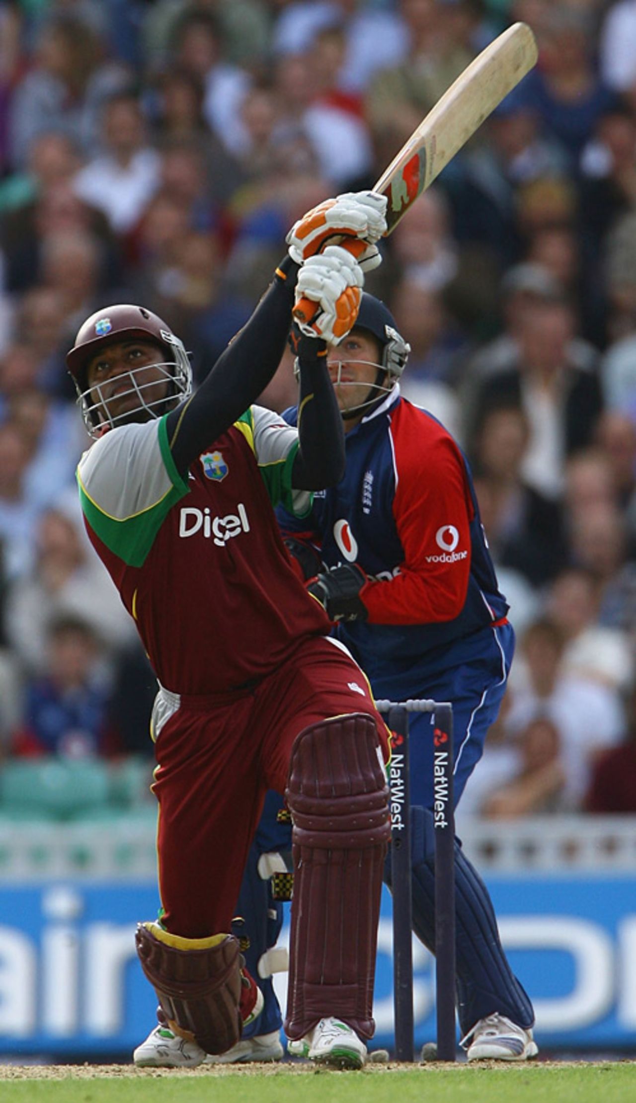 Runako Morton lashes one over long-off, England v West Indies, Twenty20, The Oval, June 29, 2007