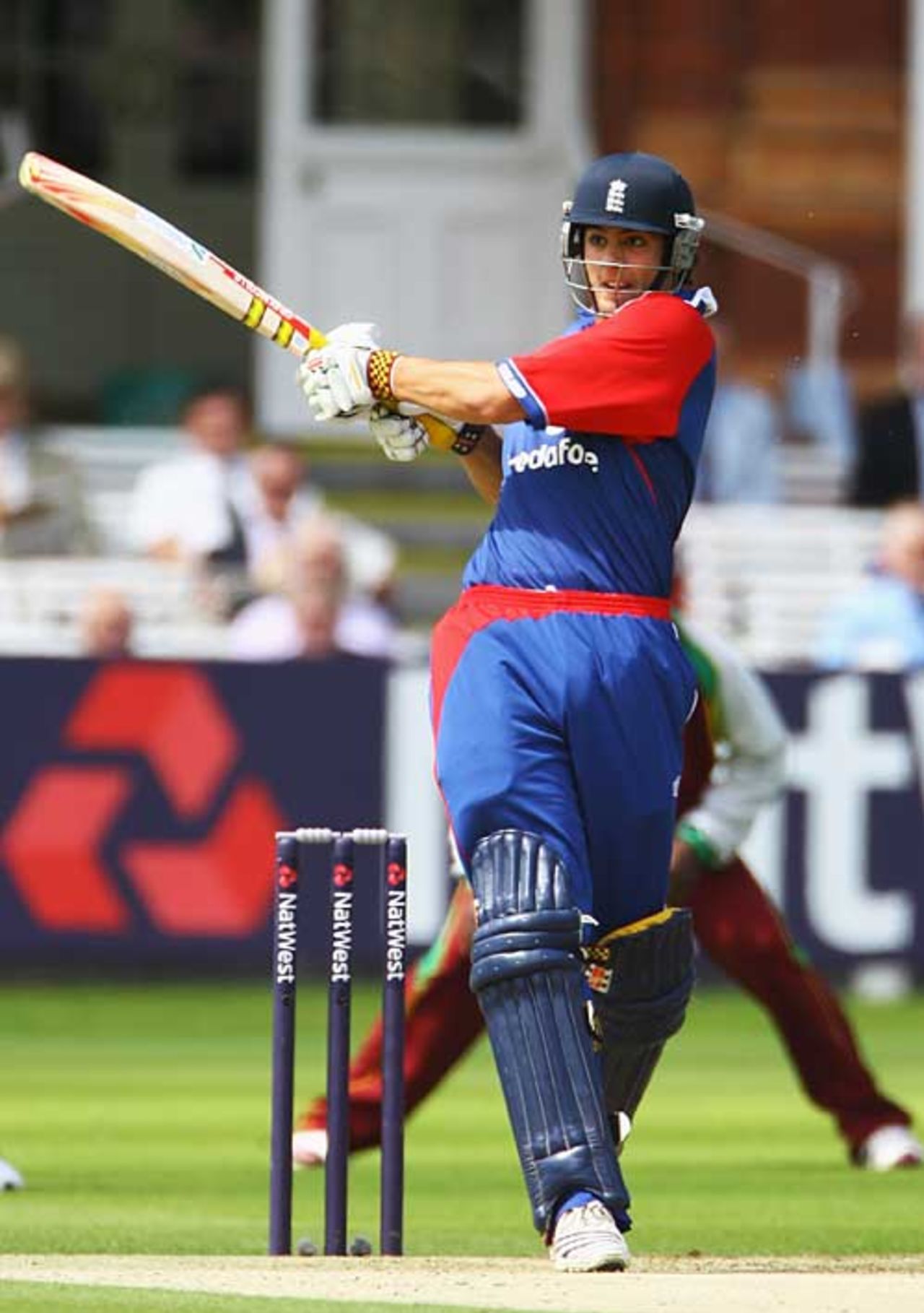 Alastair Cook latches onto a pull but fell to Fidel Edwards for 27, England v West Indies, 1st ODI, Lord's, July 1, 2007