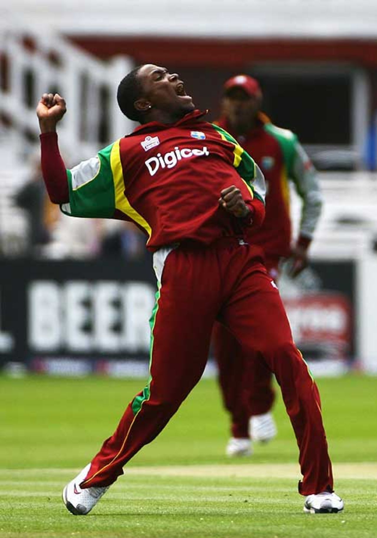 Fidel Edwards celebrates the dismissal of Paul Collingwood, England v West Indies, 1st ODI, Lord's, July 1, 2007