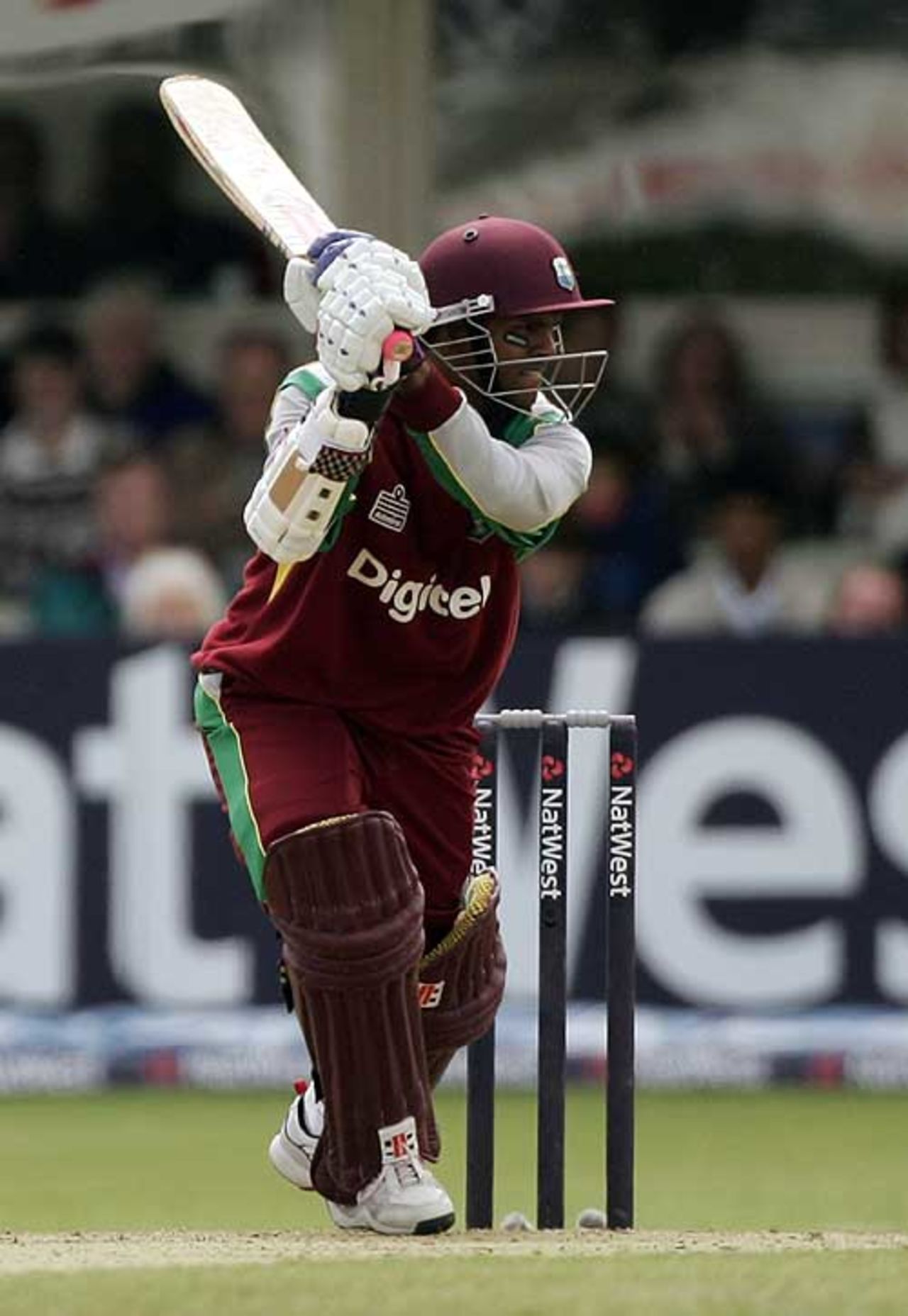 Shivnarine Chanderpaul drives through the covers, England v West Indies, 2nd ODI, Edgbaston, July 4, 2007
