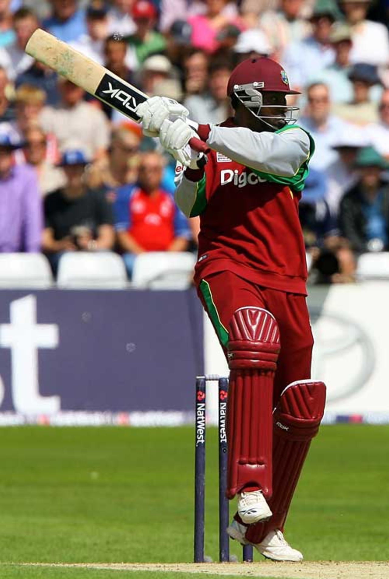 Chris Gayle powers into a cut shot, England v West Indies, 3rd ODI, Trent Bridge, July 7, 2007