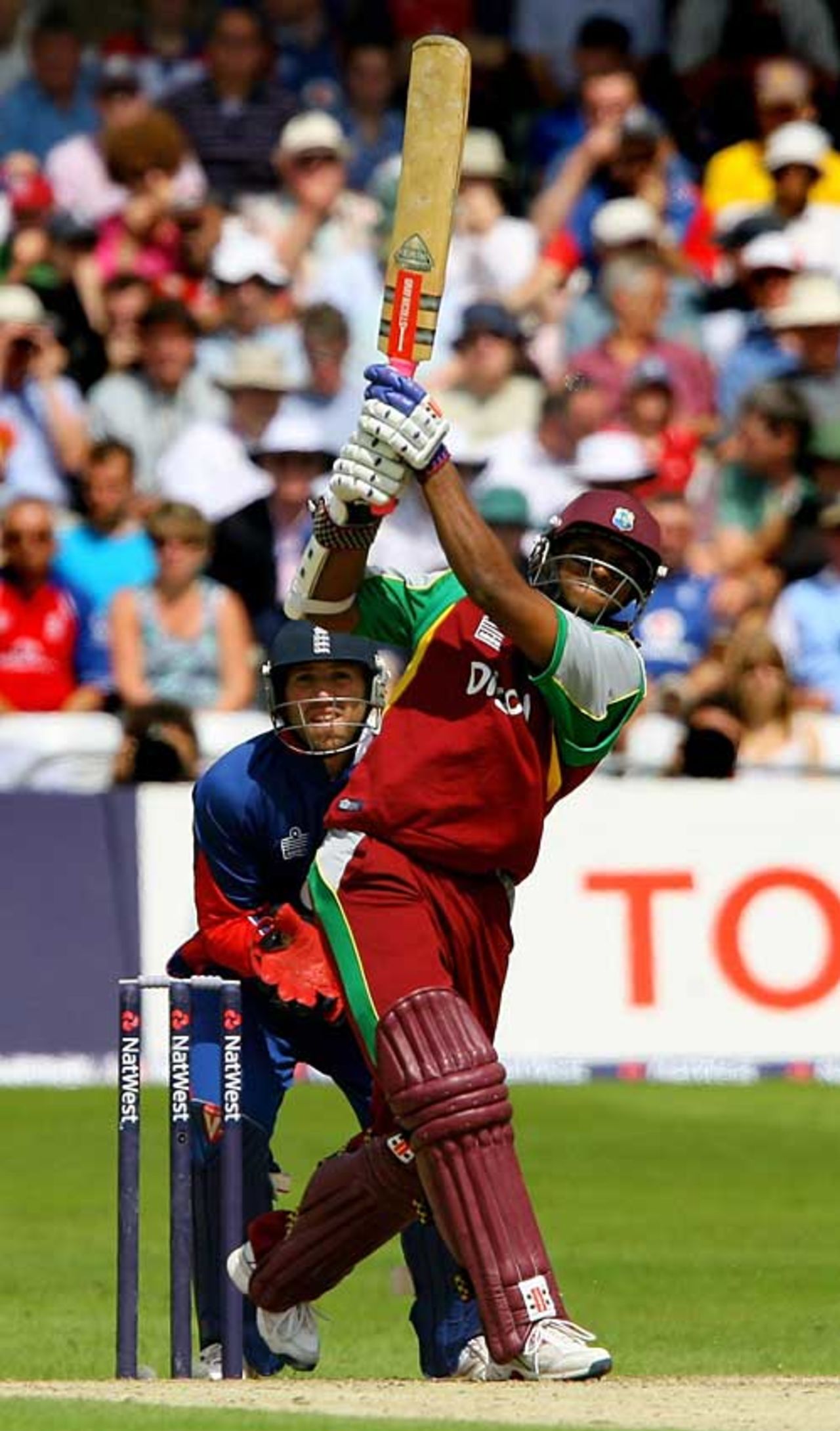 Shivnarine Chanderpaul goes down the ground during his 33, England v West Indies, 3rd ODI, Trent Bridge, July 7, 2007