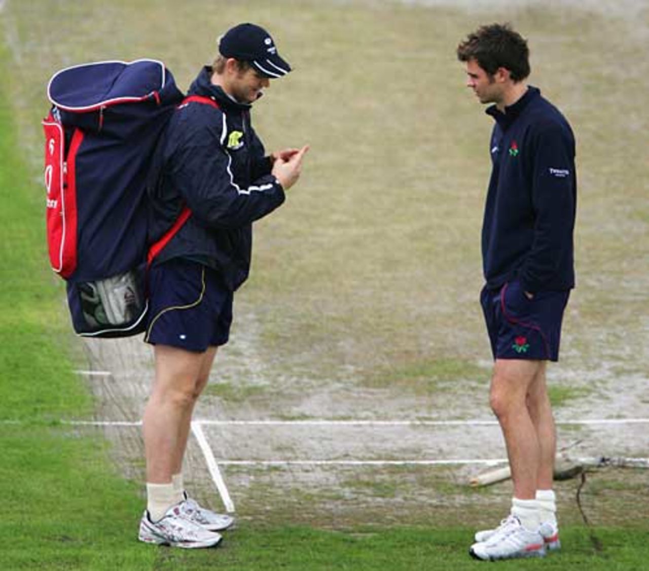 Matthew Hoggard and James Anderson have a chat, Lancashire v Yorkshire, County Championship, Old Trafford, July 8, 2007