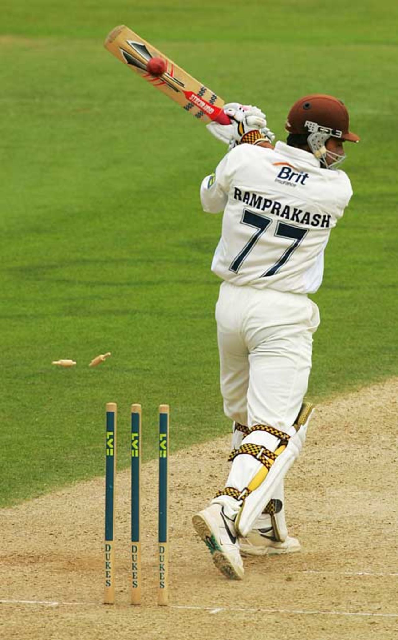 Mark Ramprakash is bowled as wickets tumble at The Oval, Surrey v Durham, County Championship, The Oval, July 8, 2007
