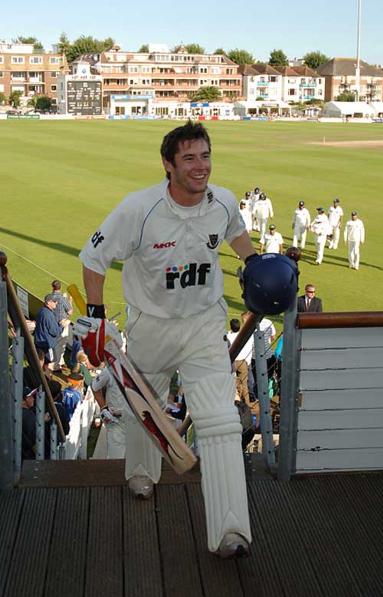 Andrew Hodd walks off after completing his century against the Indians, Sussex v Indians, Tour match, Hove, July 9, 2007