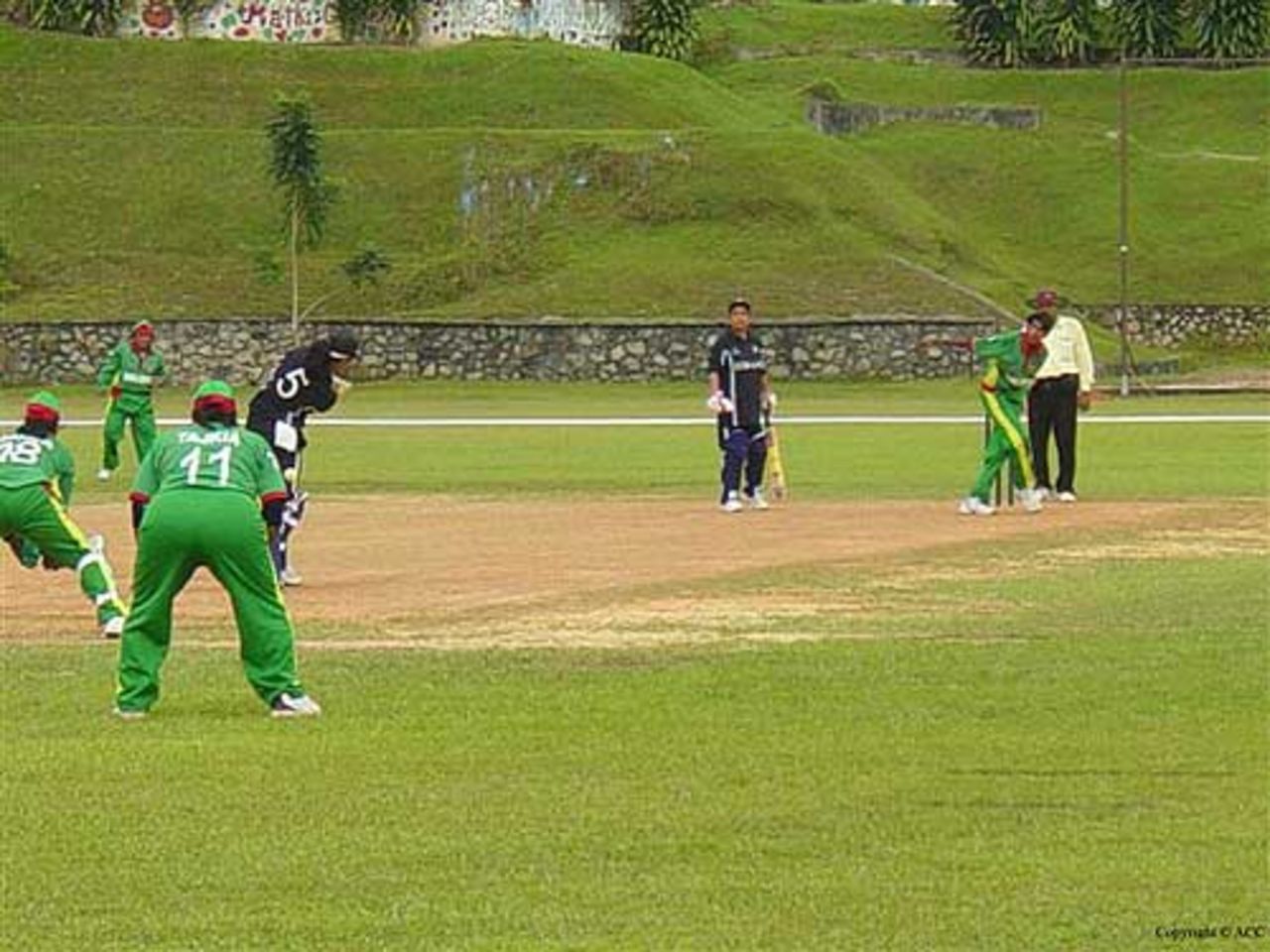 Panna Ghosh bowls for Bangladesh women against UAE, Johor, July 11, 2007