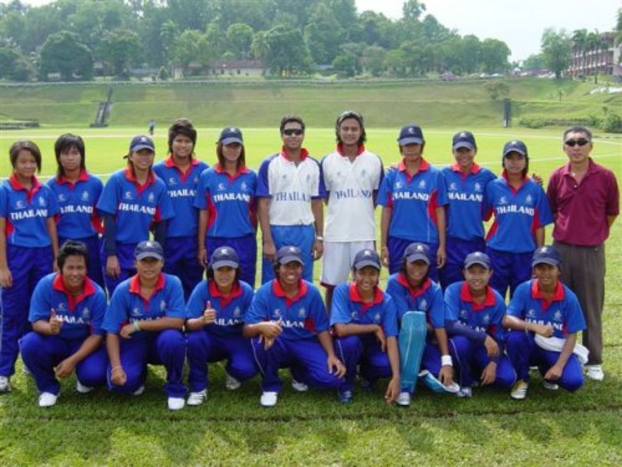 The Thailand Women's team pose for a photograph before their match against Nepal, Thailand Women v Nepal Women, ACC Women's tournament, Johar, July 12, 2007 