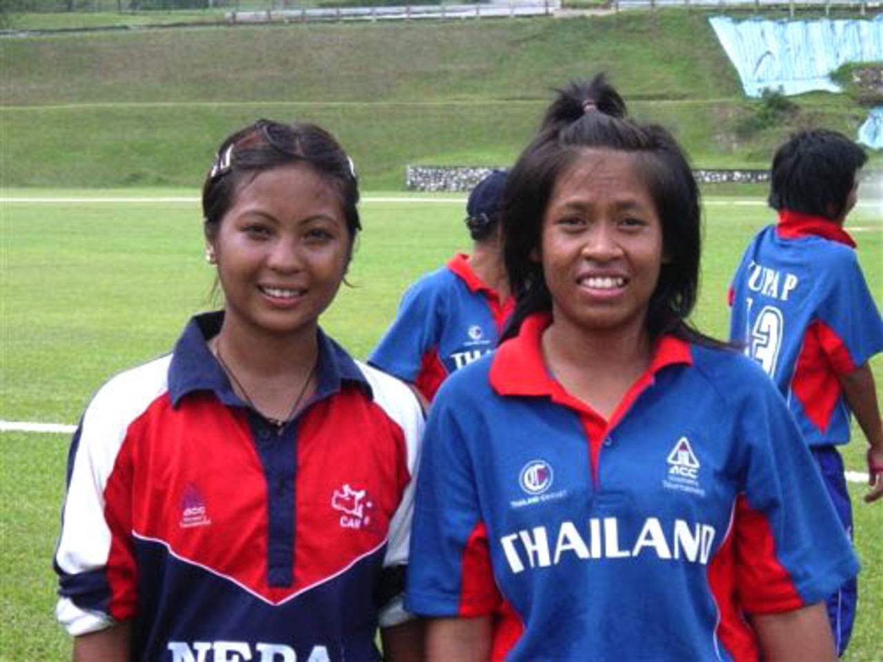 Captains Maya Thapa of Nepal and Sornnarin Tippoch of Thailand after the completion of their match, Thailand Women v Nepal Women, ACC women's tournament, Johar, July 12, 2007