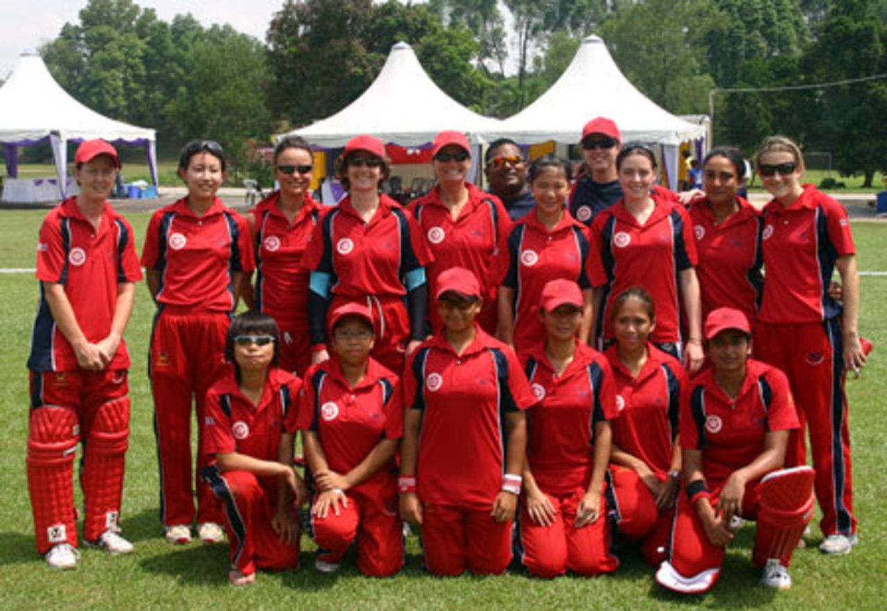 The Hong Kong team before the match against Thailand. ACC Women's Cricket Tournament, IPTI, 13th July 2007