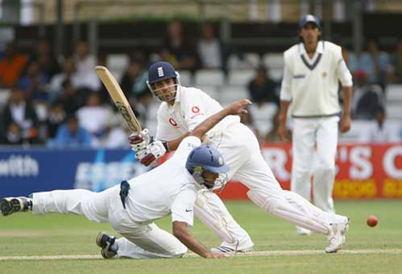 Ravi Bopara works the ball wide of short leg, England A v Indians, Tour match, Chelmsford, July 13, 2007