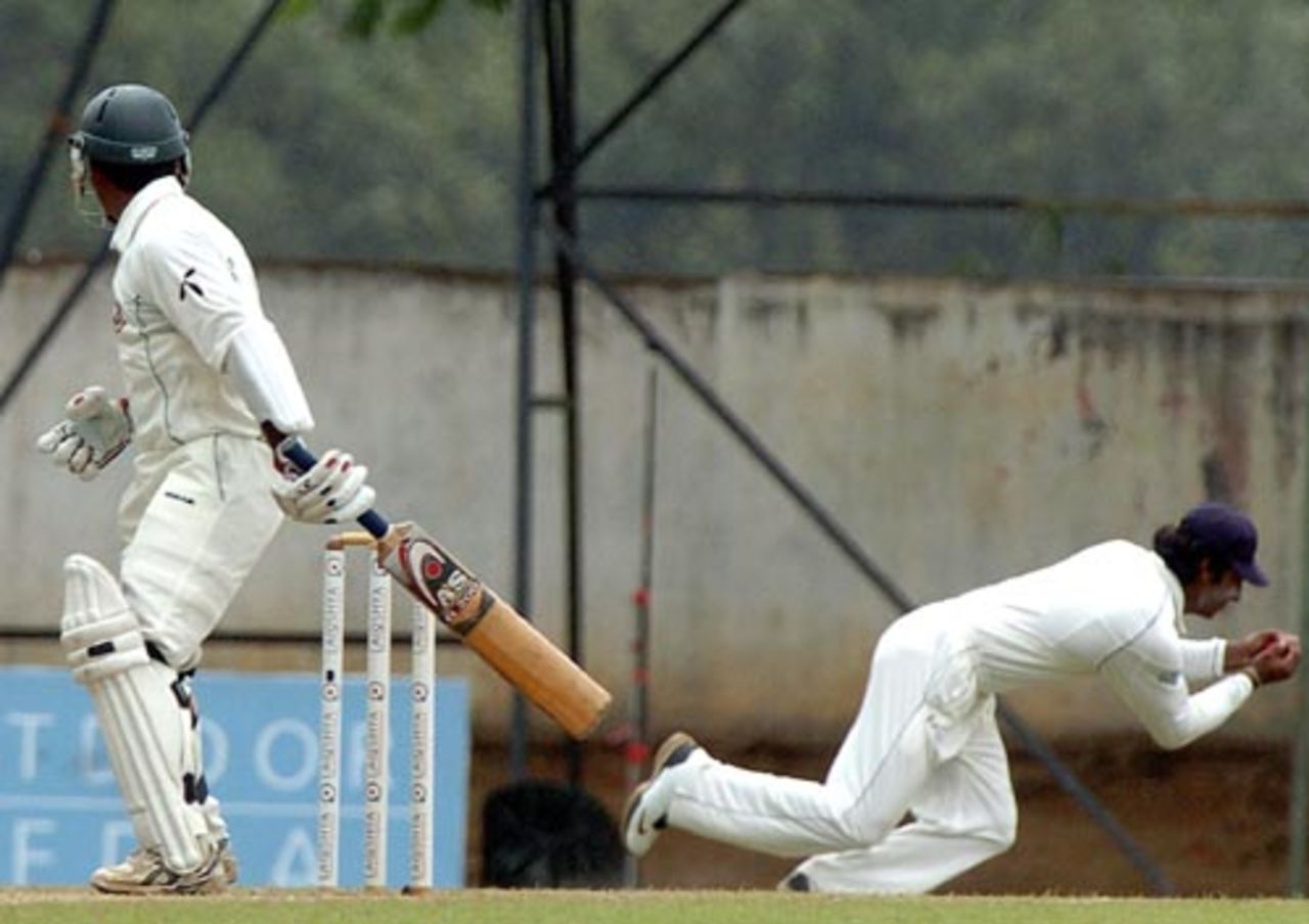 Kumar Sangakkara took a smart catch in slip to end Javed Omar's vigil at the crease, Sri Lanka v Bangladesh, The Asgiriya Stadium, Kandy,  July 14, 2007.
