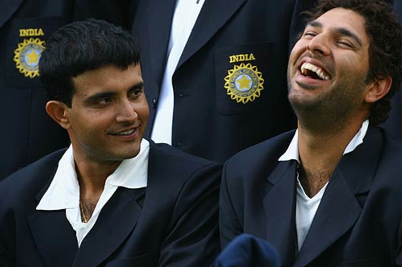 Yuvraj Singh has a laugh during a photo session, July 17, 2007