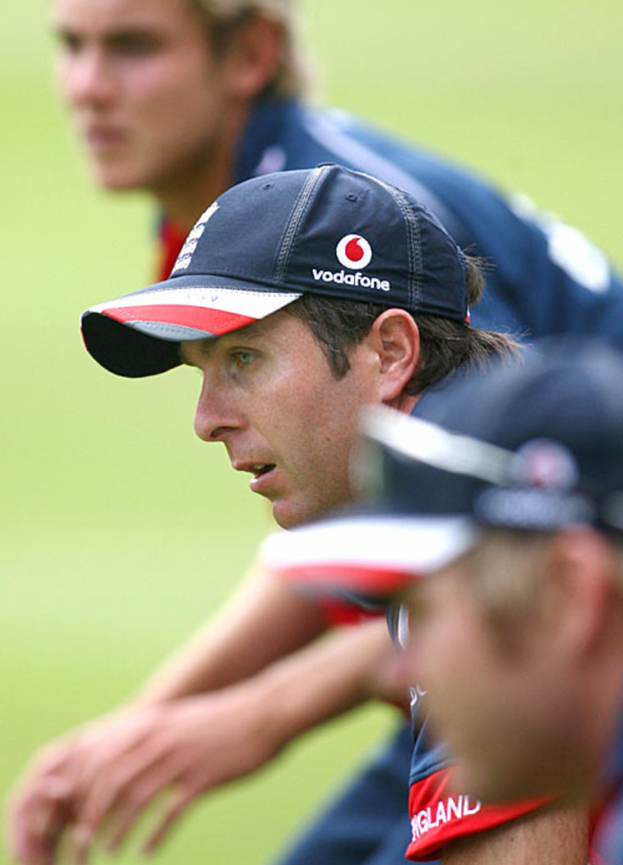 Michael Vaughan waits in the slip cordon during a fielding session, England v India, 1st Test, Lord's, July 18, 2007