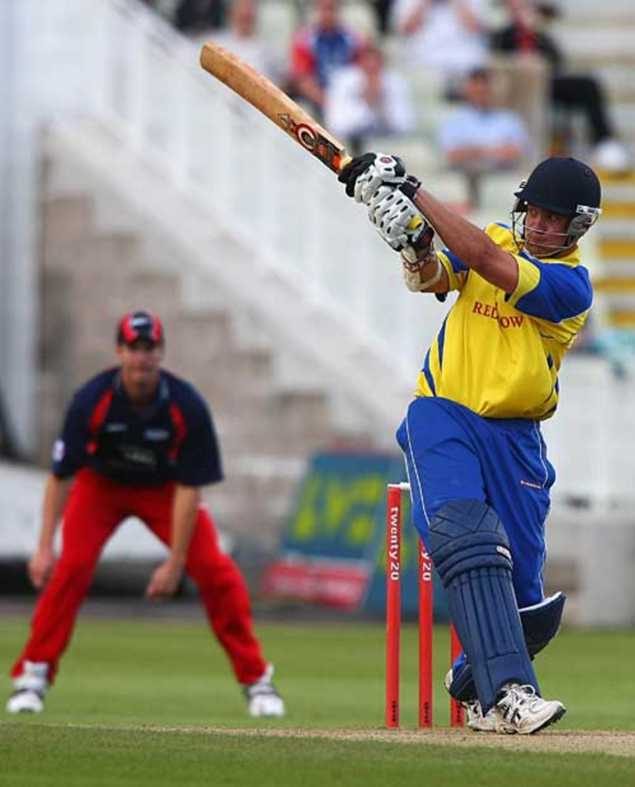Neil Carter swings hard in his 58 off 31 balls, Warwickshire v Lancashire, Twenty20 quarter-final, Edgbaston, July 18, 2007
