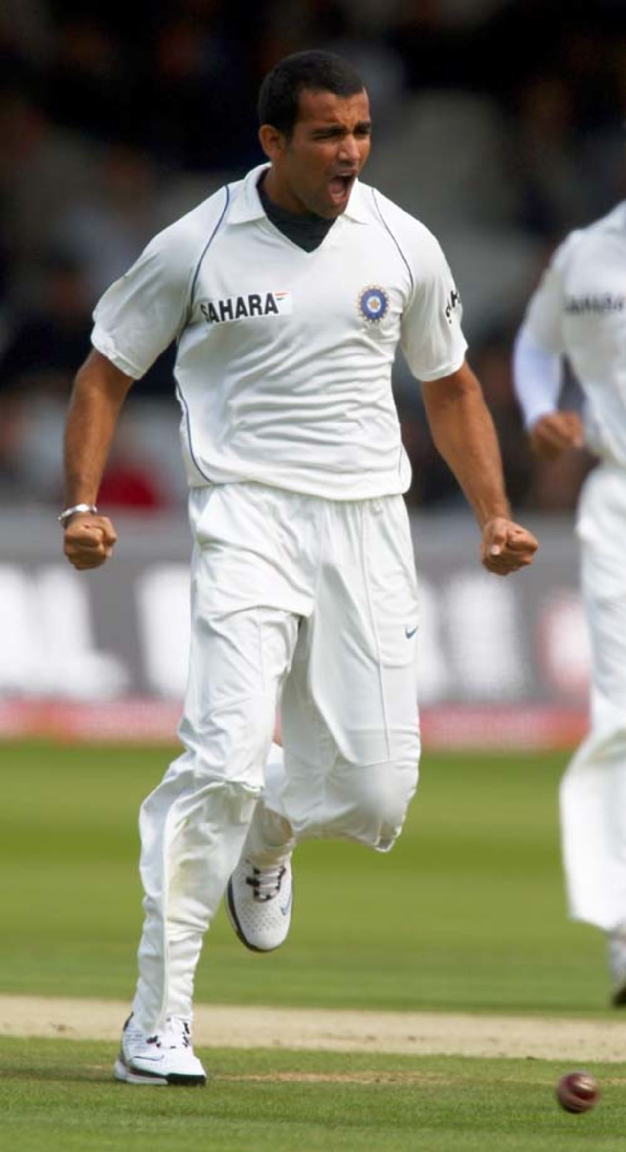 Zaheer Khan celebrates the wicket of Kevin Pietersen, England v India, 1st Test, Lord's, July 20, 2007