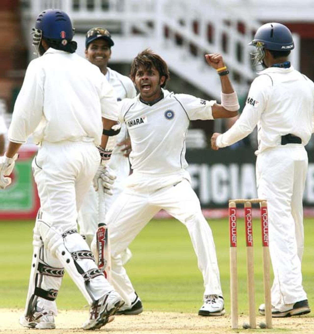 Got 'im: Sreesanth celebrates wildly after dismissing England No.10 Monty Panesar, England v India, 1st Test, Lord's, 2nd day, July 20, 2007