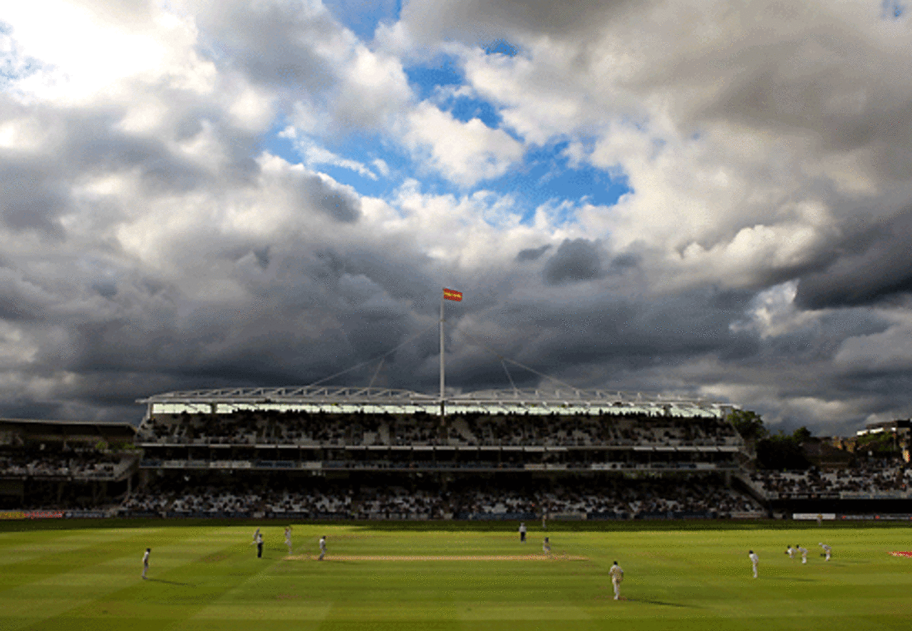 Sun peeps out through the clouds at Lord's, England v India, 1st Test, Lord's, 2nd day, July 20, 2007