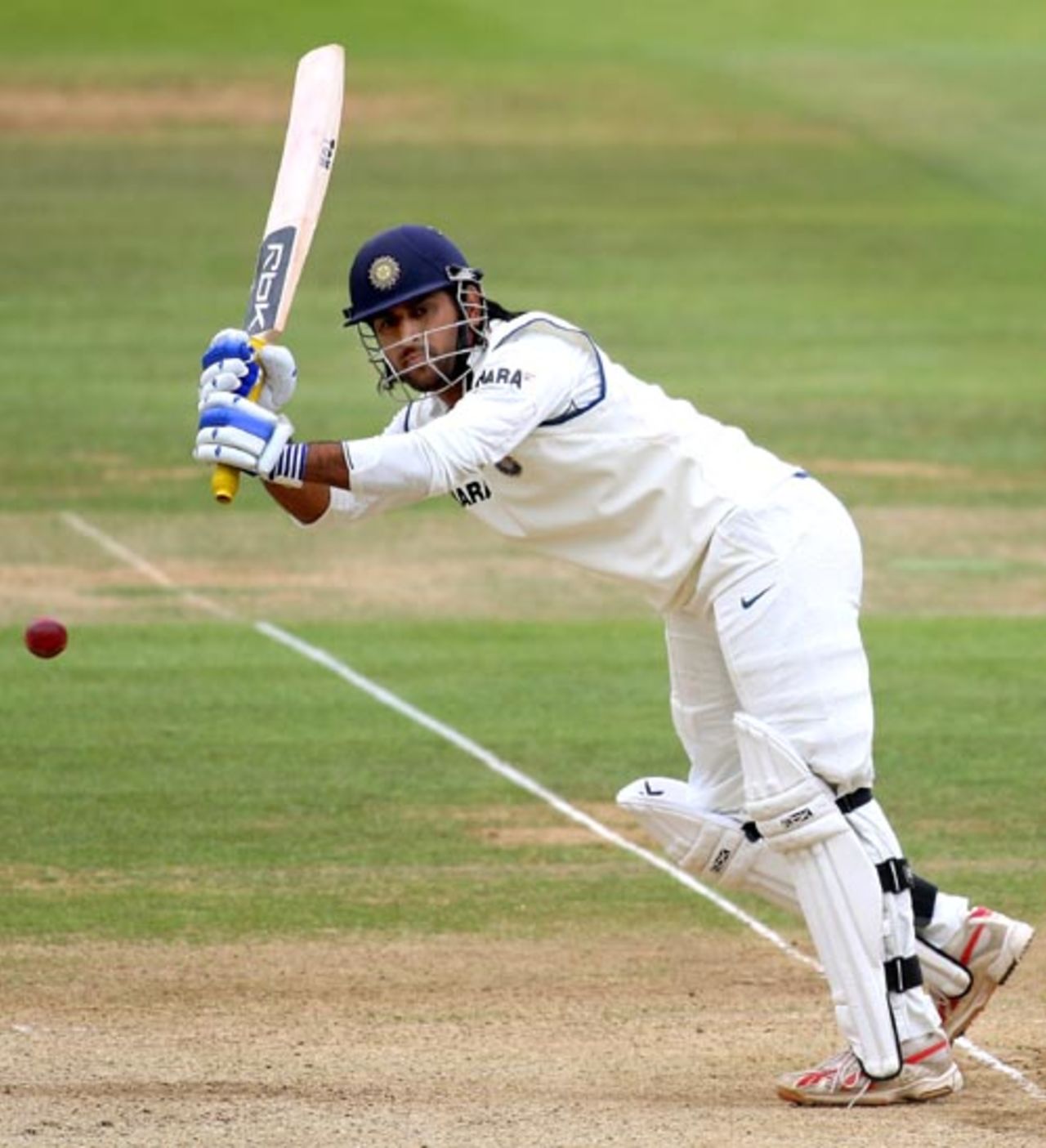 Mahendra Singh Dhoni flicks the ball to the midwicket boundary, England v India, 1st Test, Lord's, 5th day, July 23, 2007 