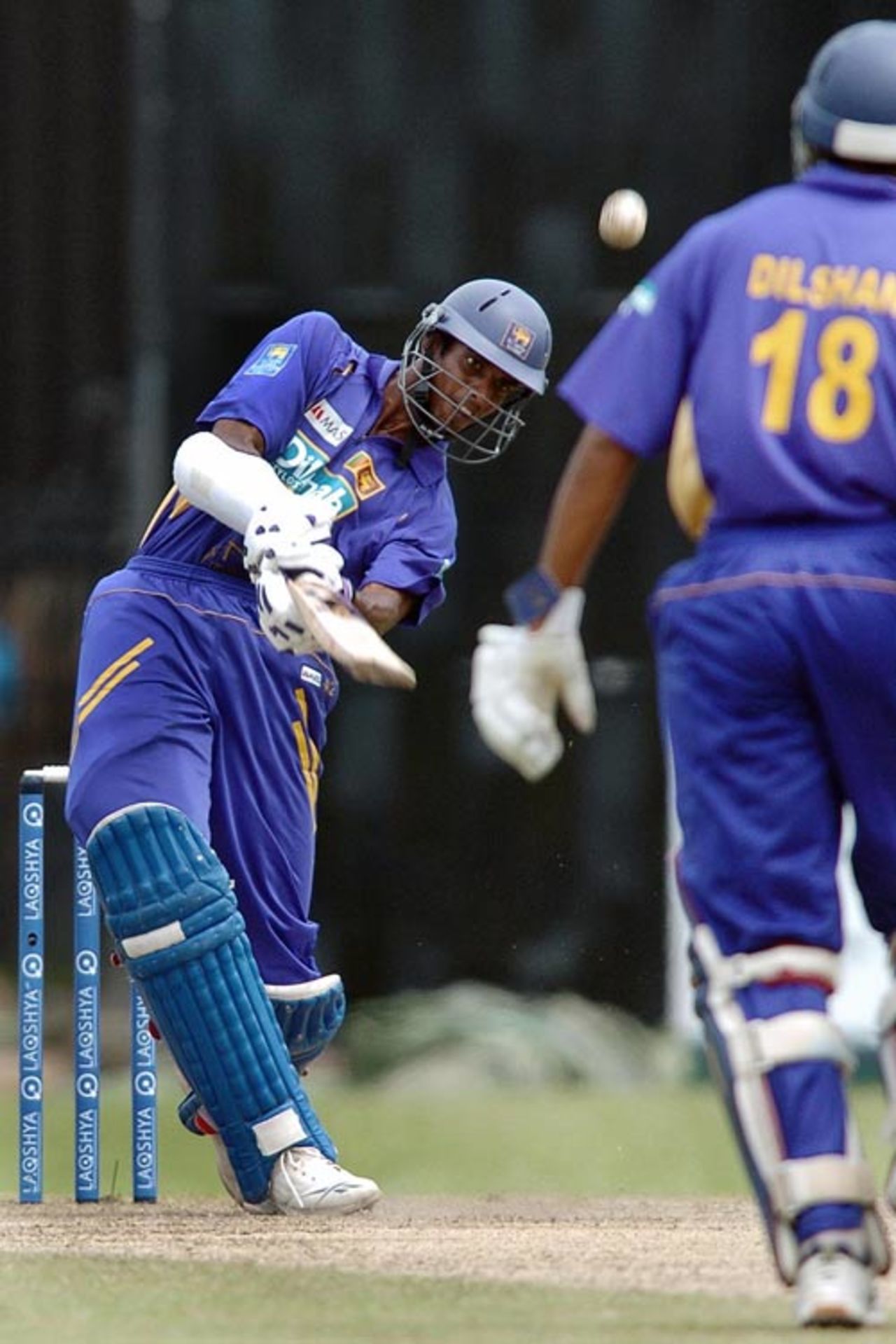 Jehan Mubarak lofts the ball during his 72 as Tillakaratne Dilshan looks on, Sri Lanka v Bangladesh, 3rd ODI, Colombo, July 25, 2007