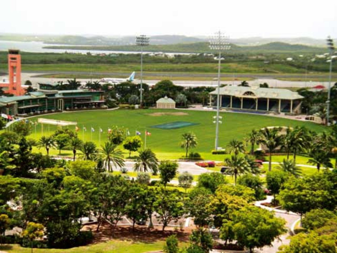 The cricket ground at the Stanford complex near the VC Bird Airport in Antigua