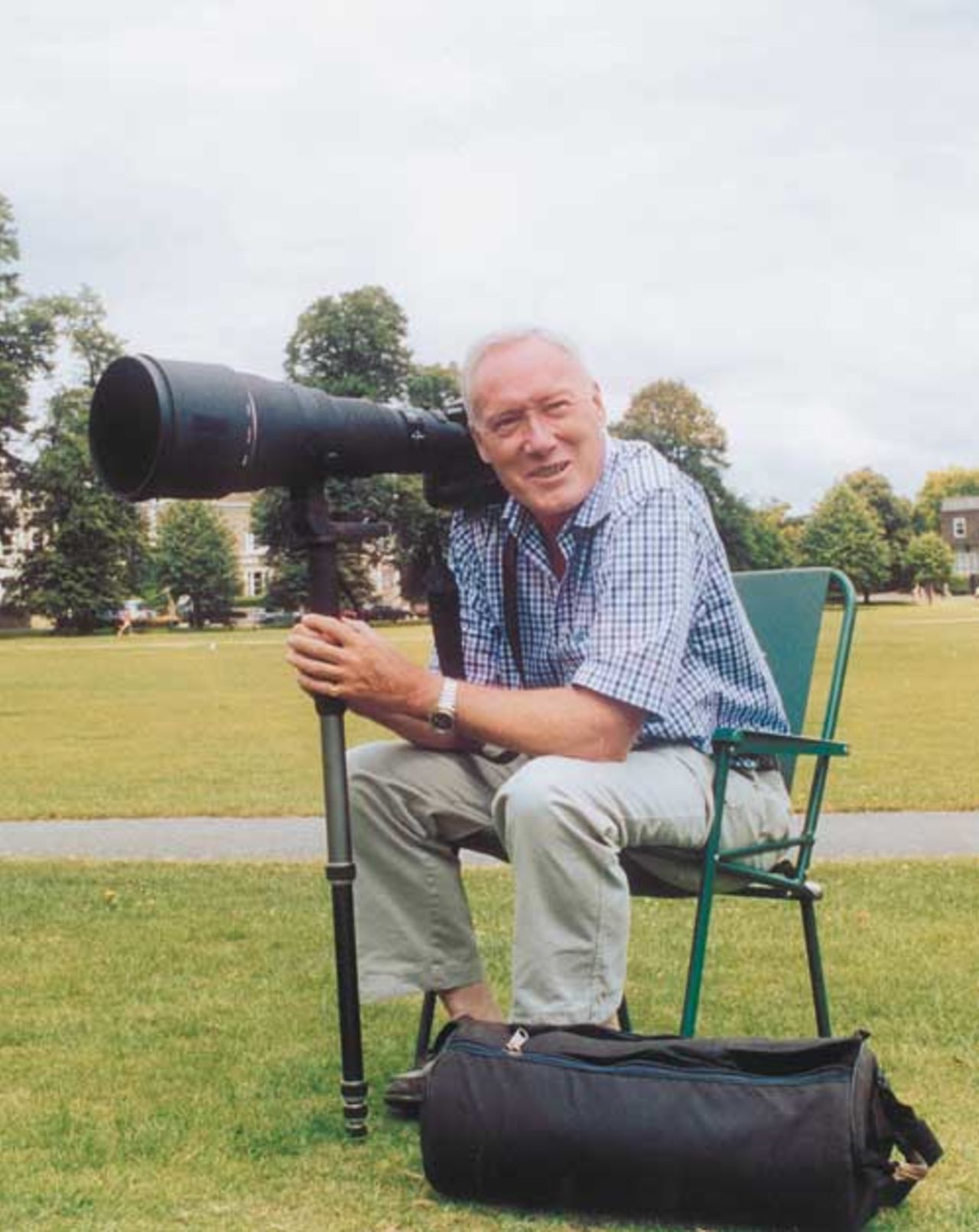 Noted cricket photographer Patrick Eagar at work