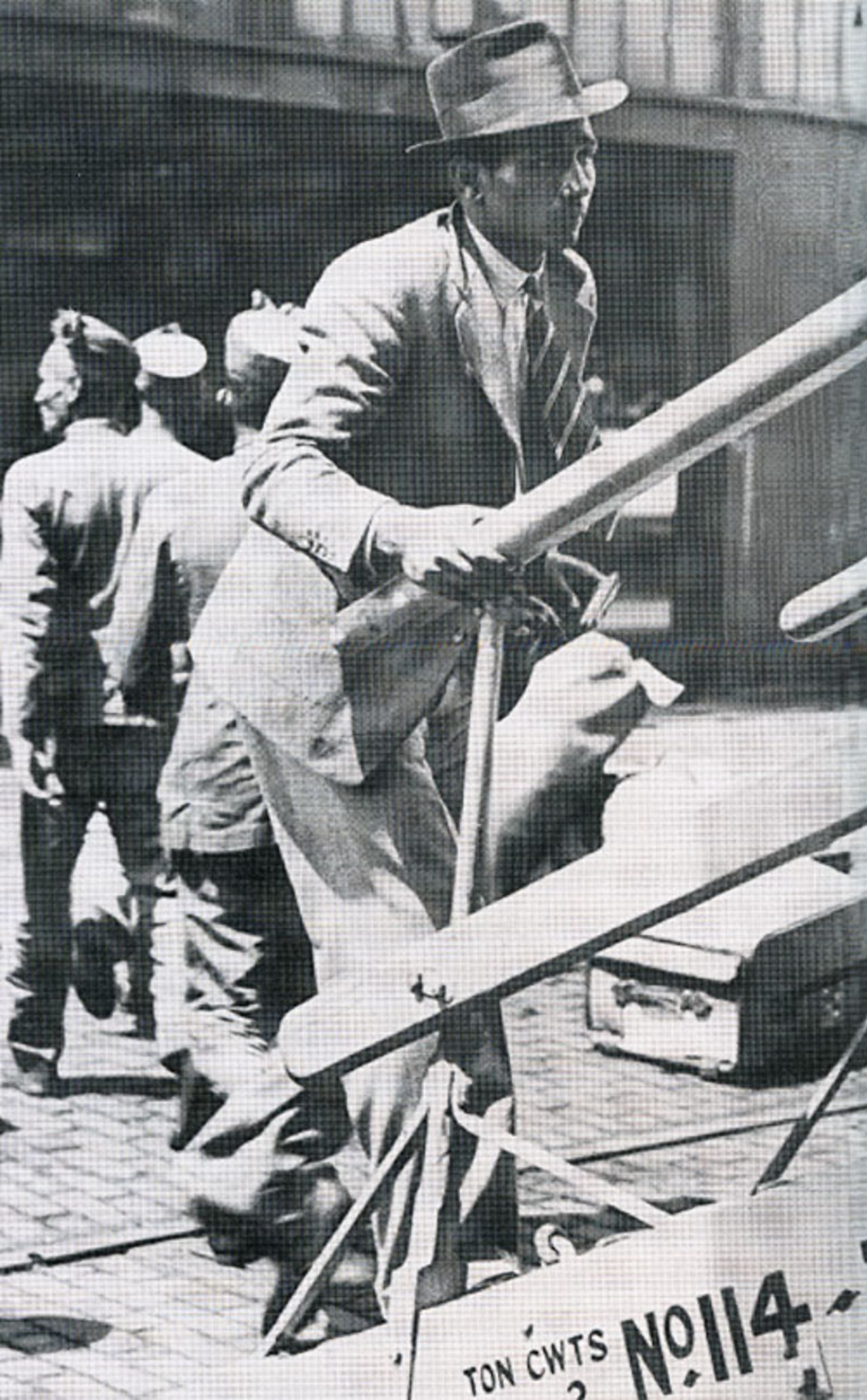 Lala Amarnath boards his ship after being thrown off the 1936 tour, Southampton,  June 28, 1936