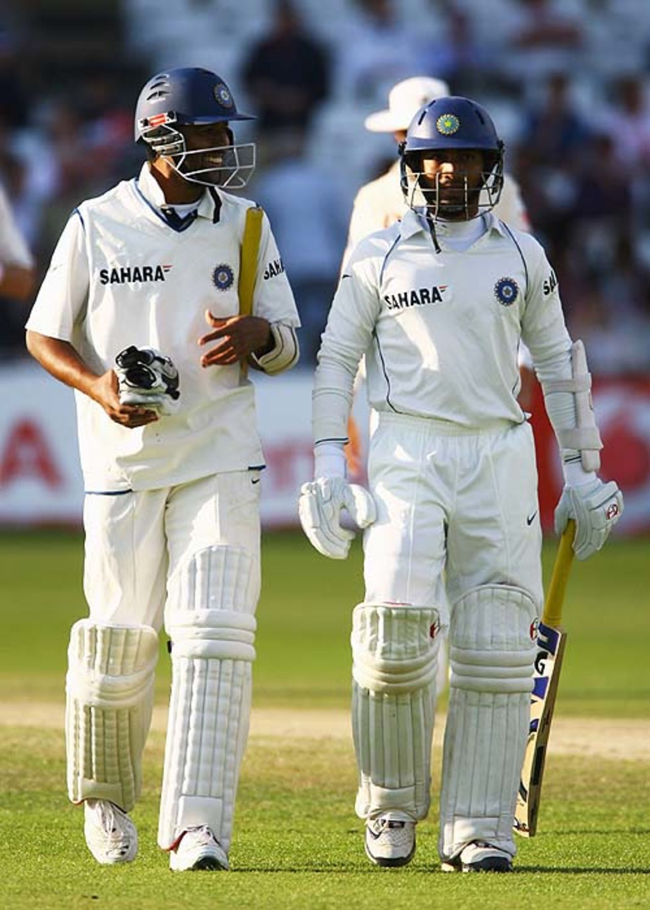 Wasim Jaffer and Dinesh Karthik head towards the dressing room, England v India, 2nd Test, Trent Bridge, 4th day, July 30, 2007