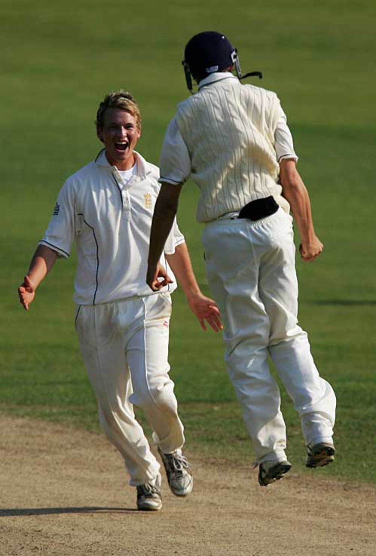 Tom Westley and Billy Godleman celebrate Gulraiz Sadaf's wicket, England Under-19 v Pakistan Under-19, 1st Test, Scarborough, August 5, 2007