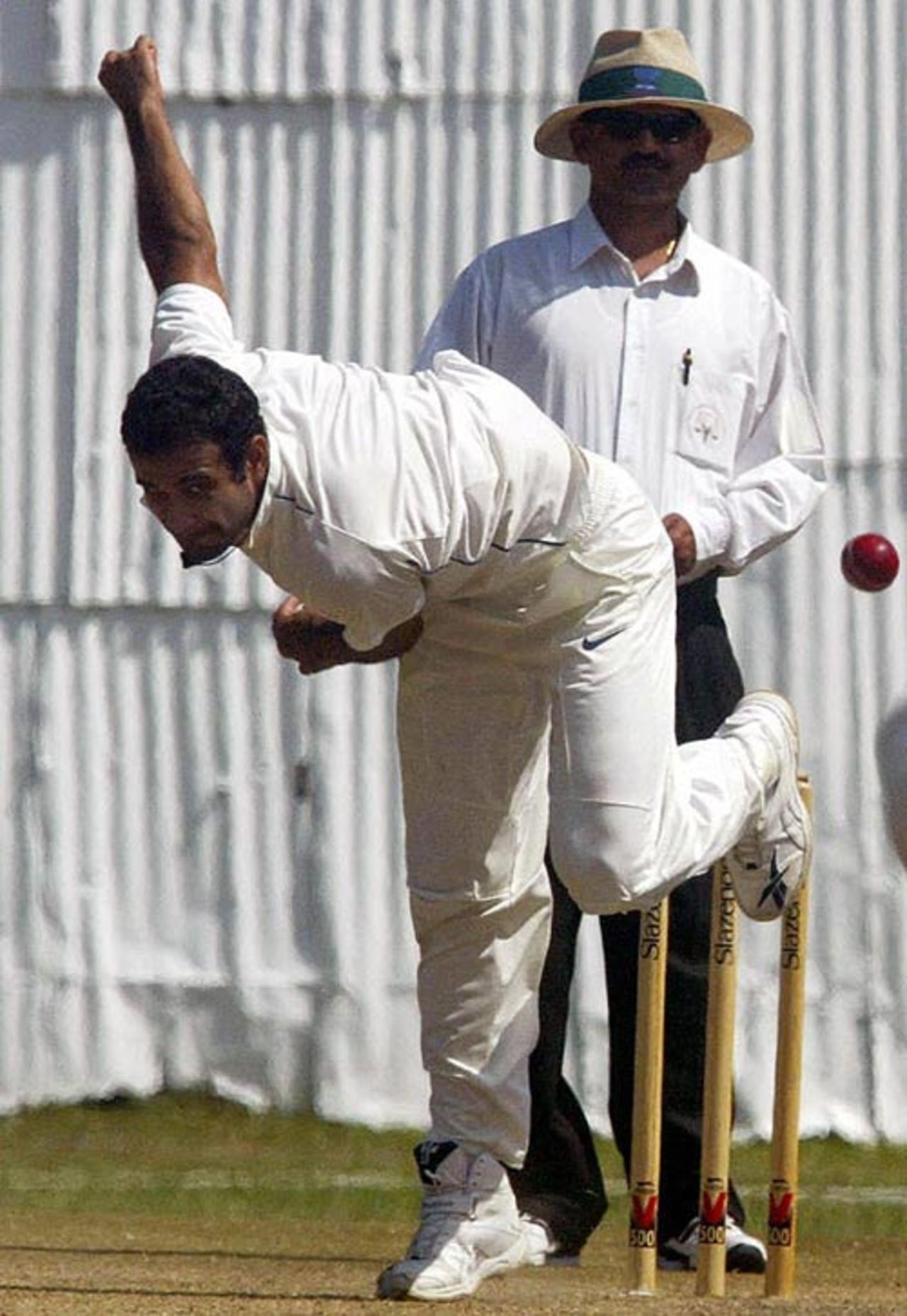 Irfan Pathan in action on the second day of the three-day match, Kenya v India A, 1st match, Mombasa, 2nd day, August 6, 2007