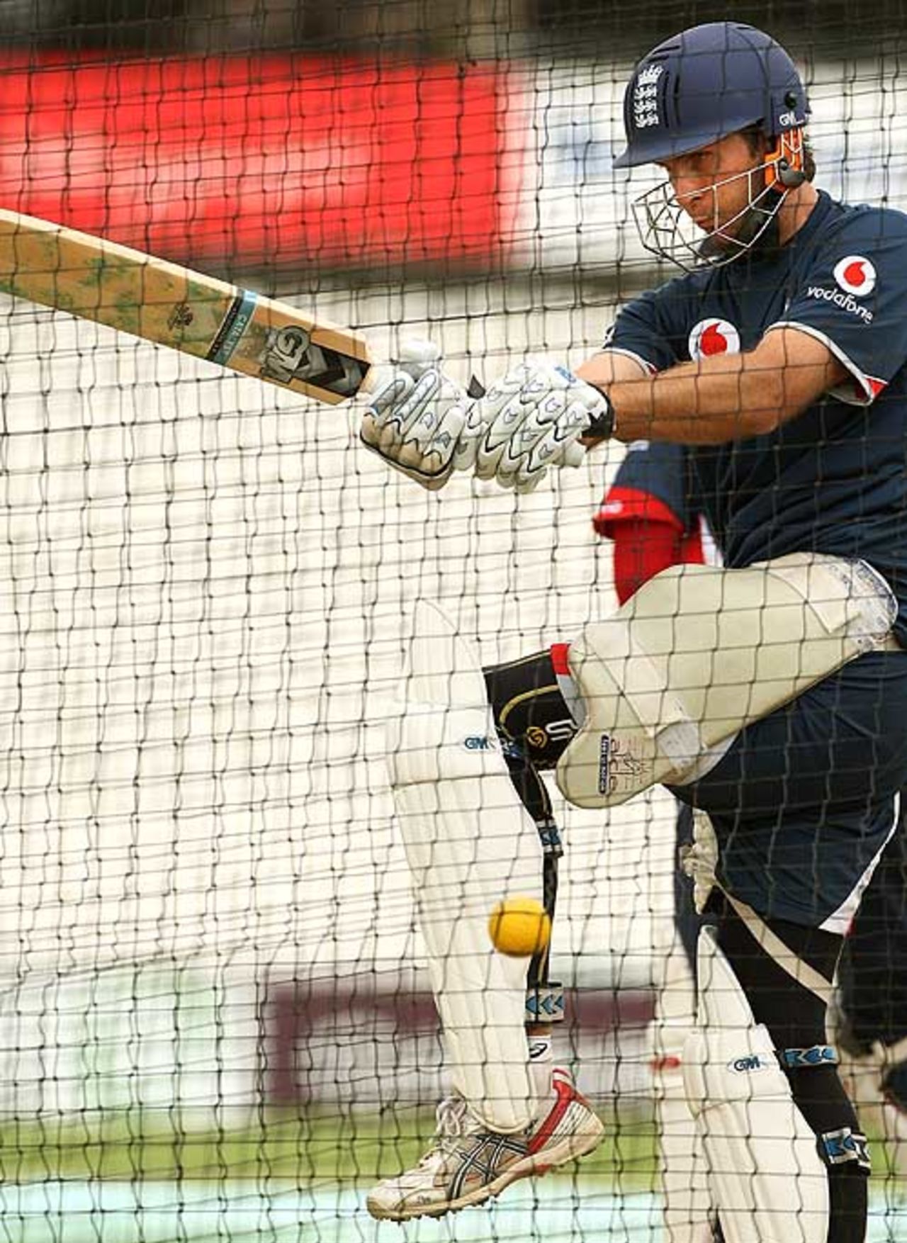 Michael Vaughan pulls during a practice session, The Oval, London, August 7, 2007