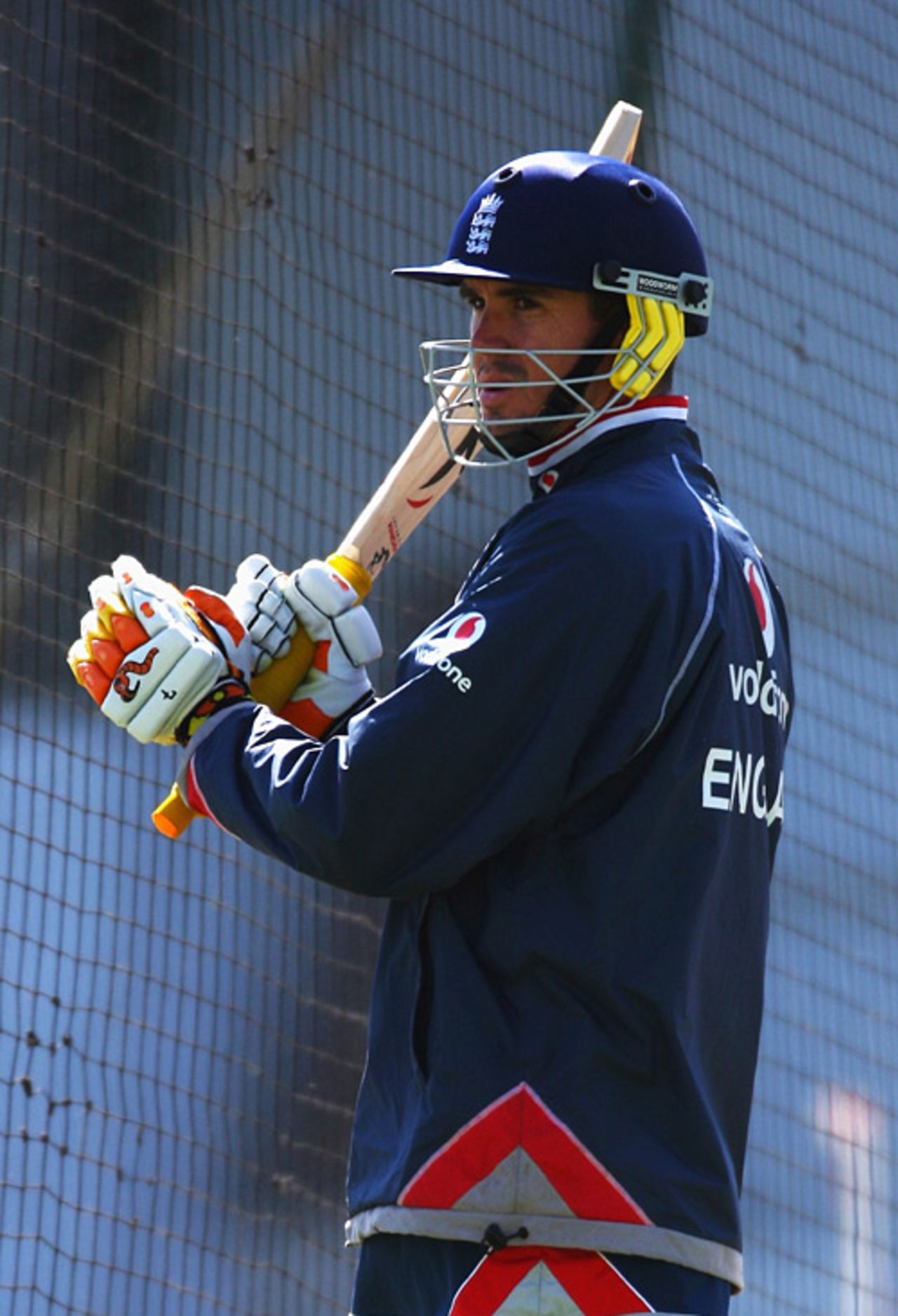 Kevin Pietersen prepares for another delivery in the nets after recovering from a high temperature, The Oval, London, August 8, 2007