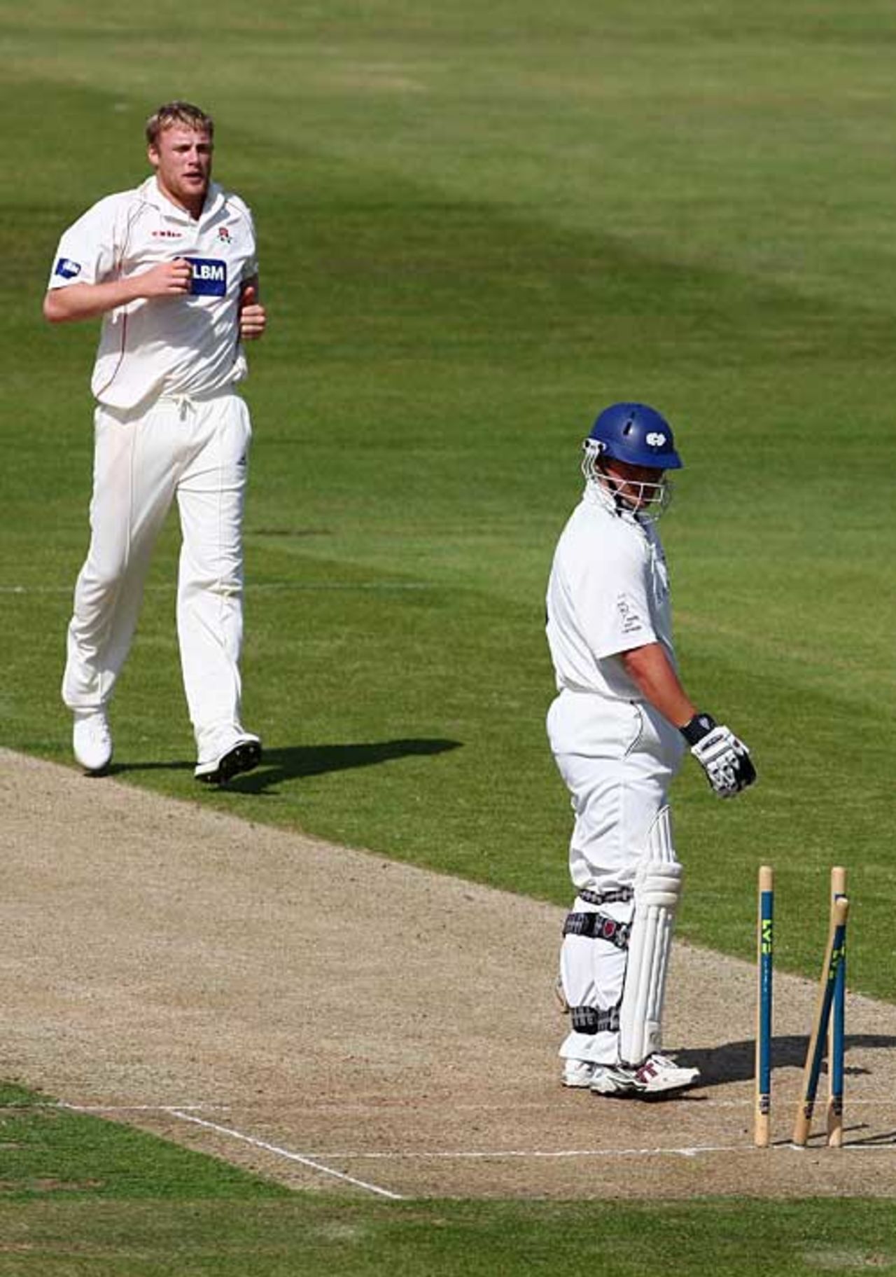 Darren Gough is bowled by Andrew Flintoff, Yorkshire v Lancashire, County Championship, Headingley, August 9, 2007