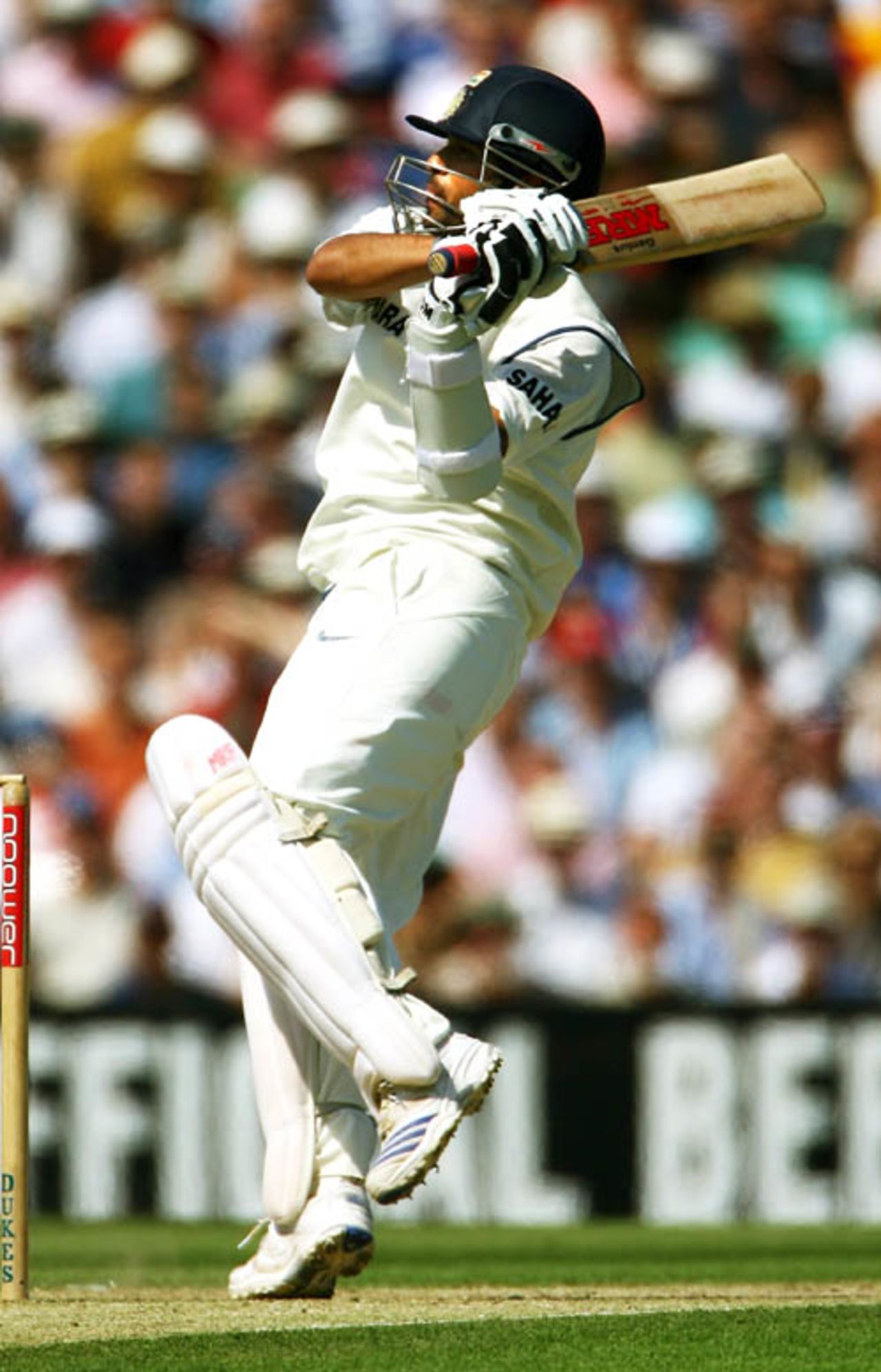 Sachin Tendulkar pulls one during his 82, England v India, 3rd Test, The Oval, 2nd day, August 10, 2007