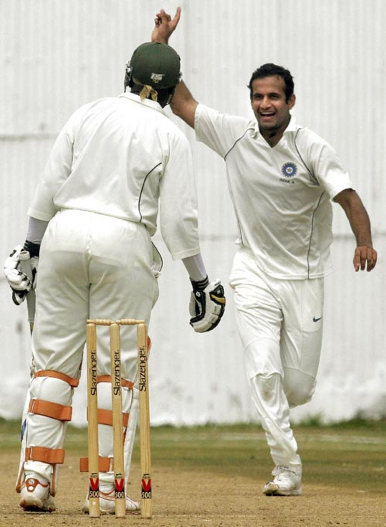 Irfan Pathan celebrates after having David Obuya caught behind, Kenya v India A, Mombasa, 1st day, August 10, 2007