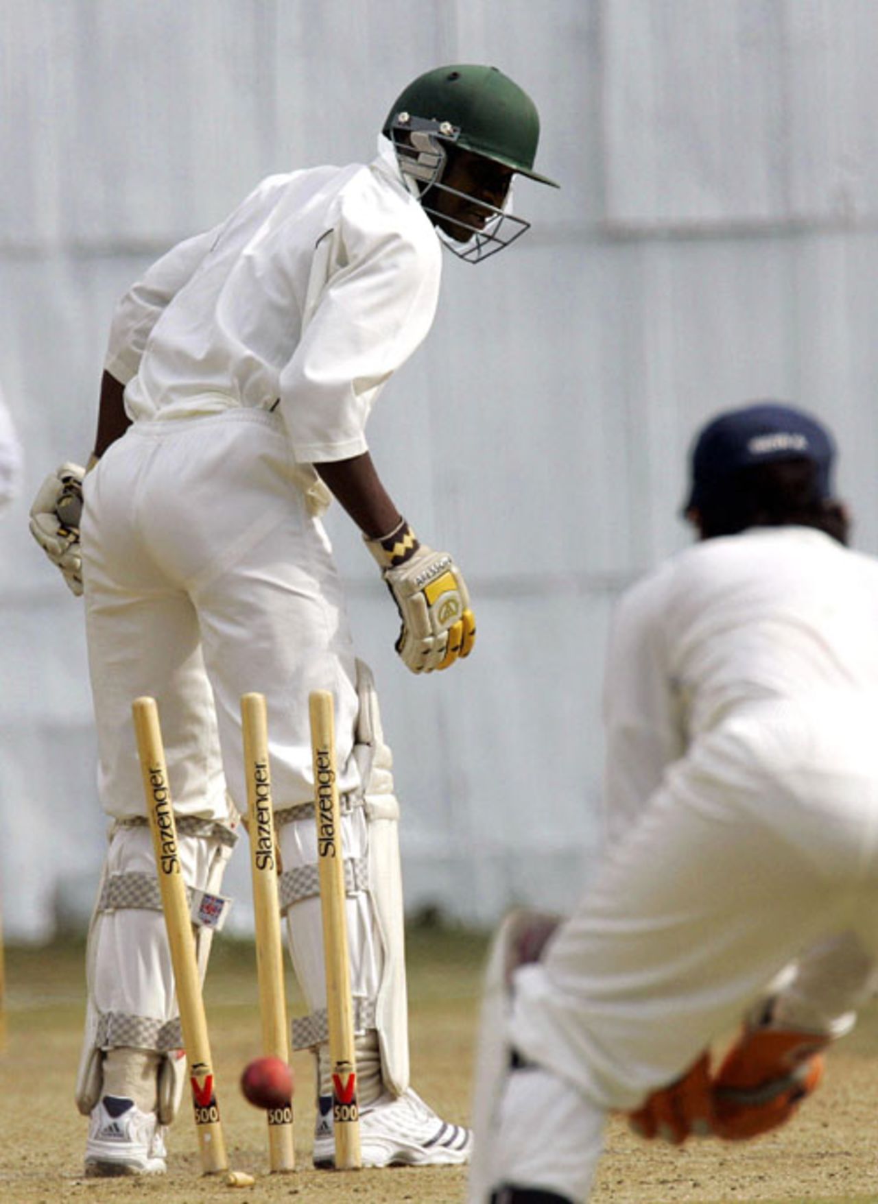 Lameck Onyango is bowled by Pankaj Singh, Kenya v India A, Mombasa, August 10, 2007