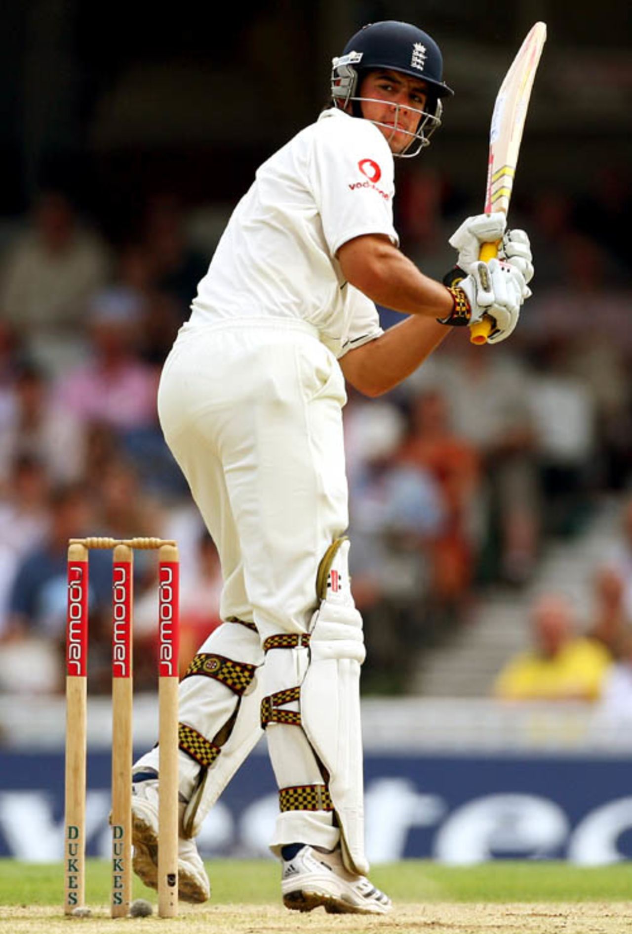 Alastair Cook plays a leg glance on his way to a half-century, England v India, 3rd Test, The Oval, 3rd day, August 11, 2007