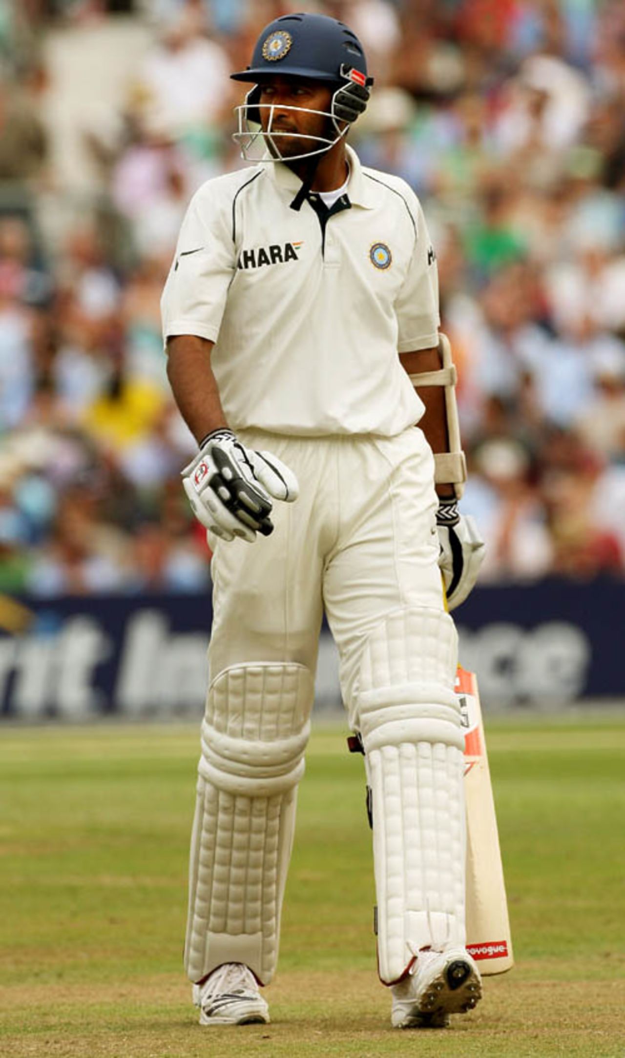 Wasim Jaffer walks back after being dismissed by James Anderson, England v India, 3rd Test, The Oval, 4th day, August 12, 2007