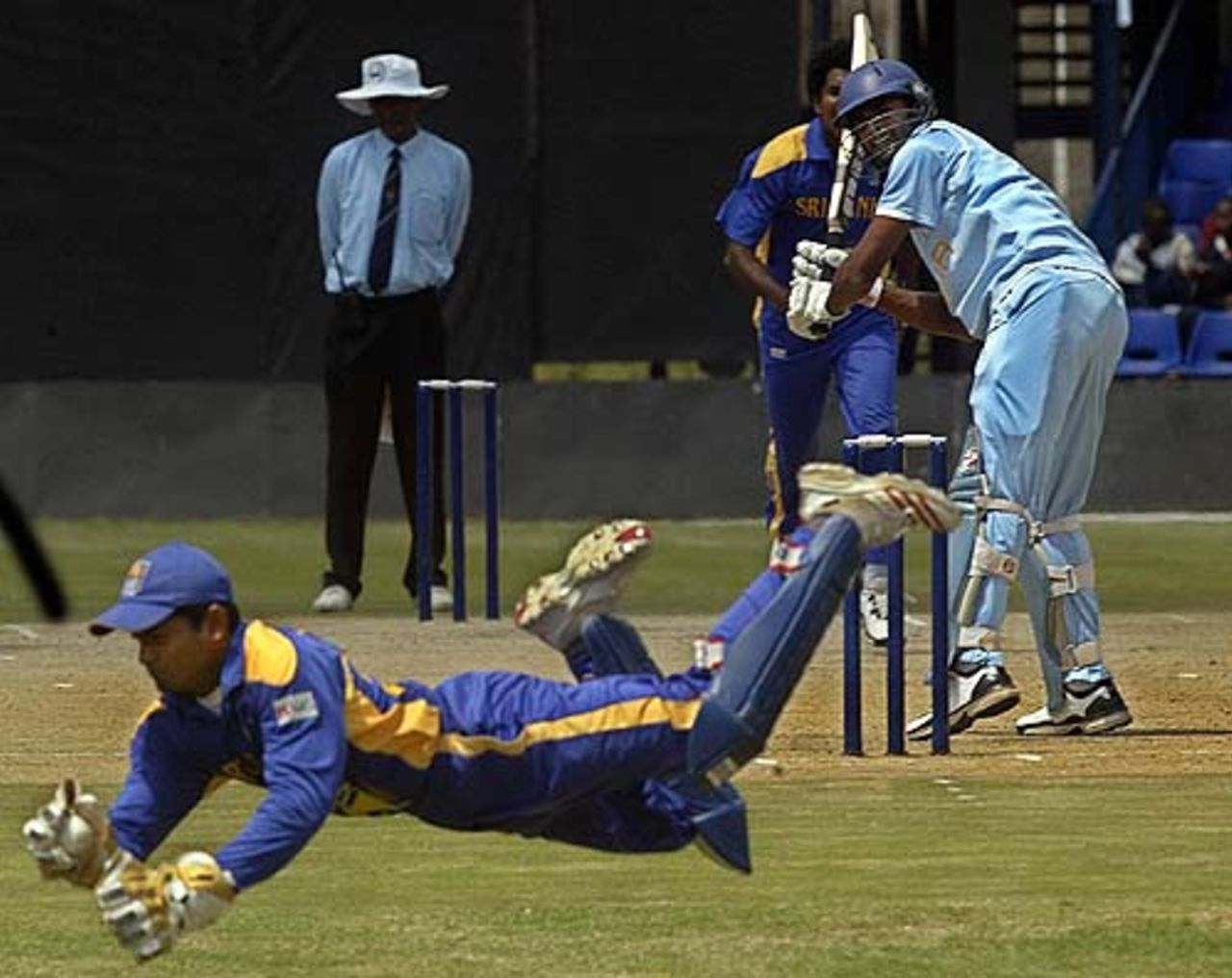 Kaushal Silva dives to take a catch, India A v Sri Lanka A, 2nd match, Nairobi, August 15, 2007