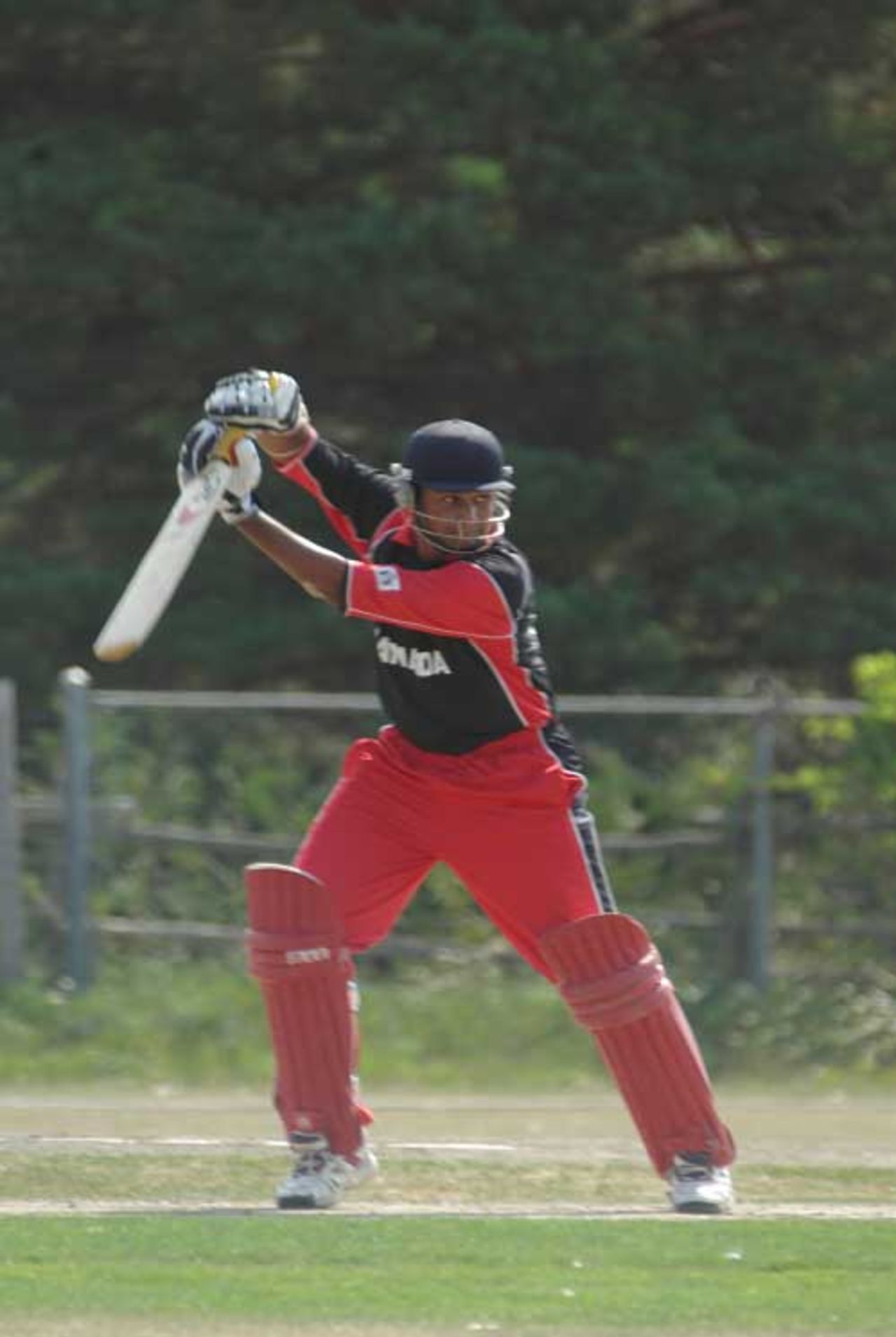 Ruvindu Gunasekera drives during his 107-ball 155, Canada v Bermuda, ICC Americas Under-19 qualifiers, Toronto, August 16, 2007